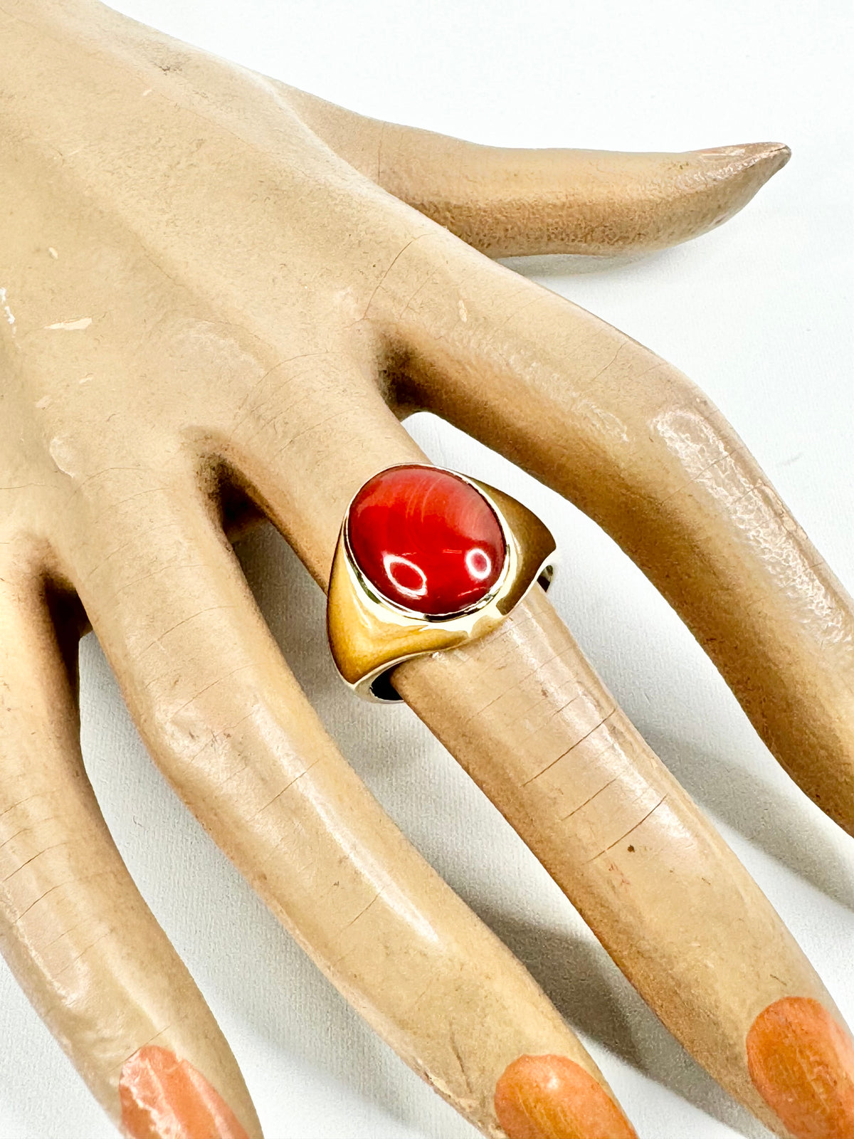 Mid Century 9ct Gold & Cabochon Men's Ring