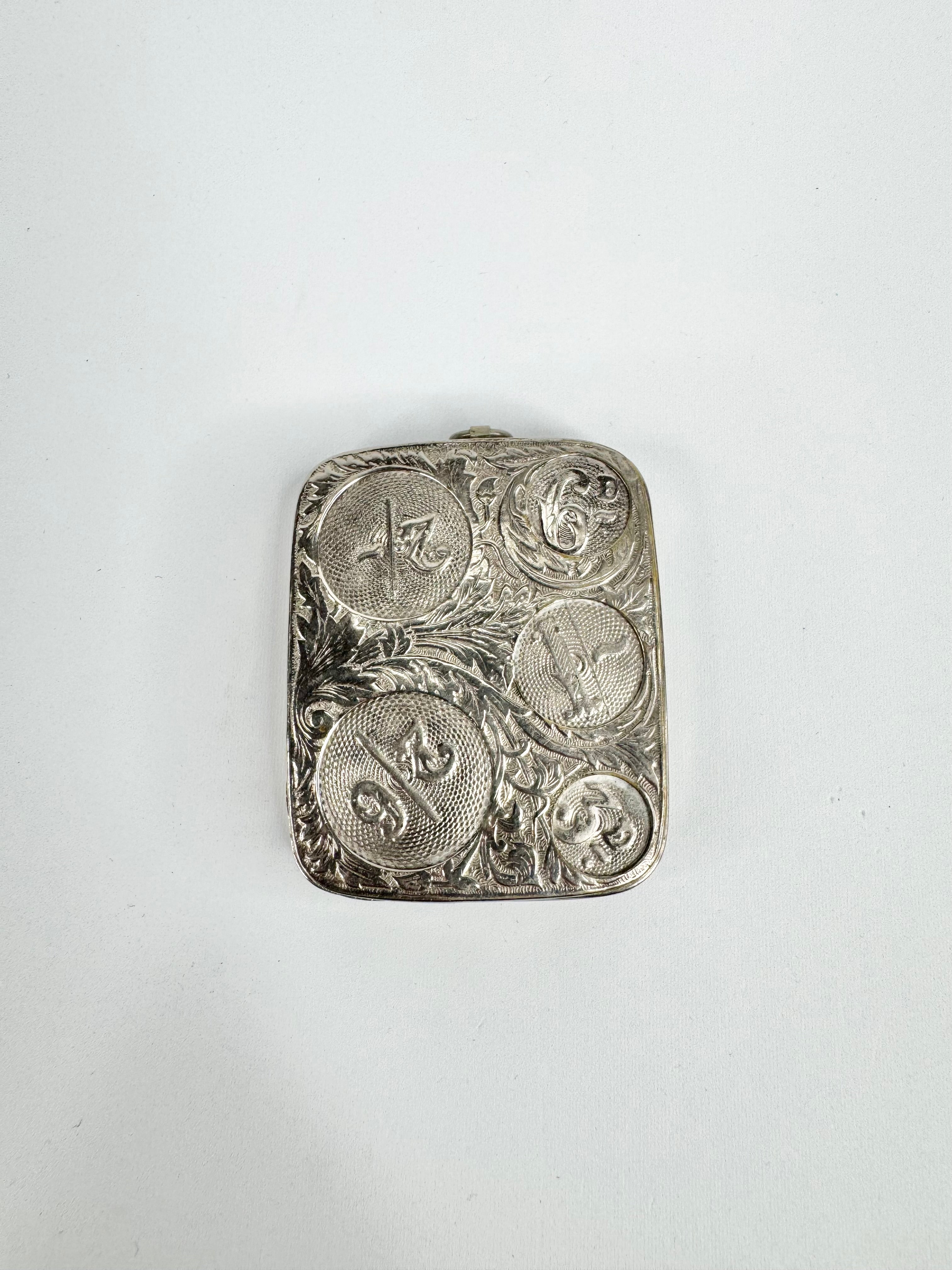 Antique Silver Tone Filigree Spring Loaded Coin Holder