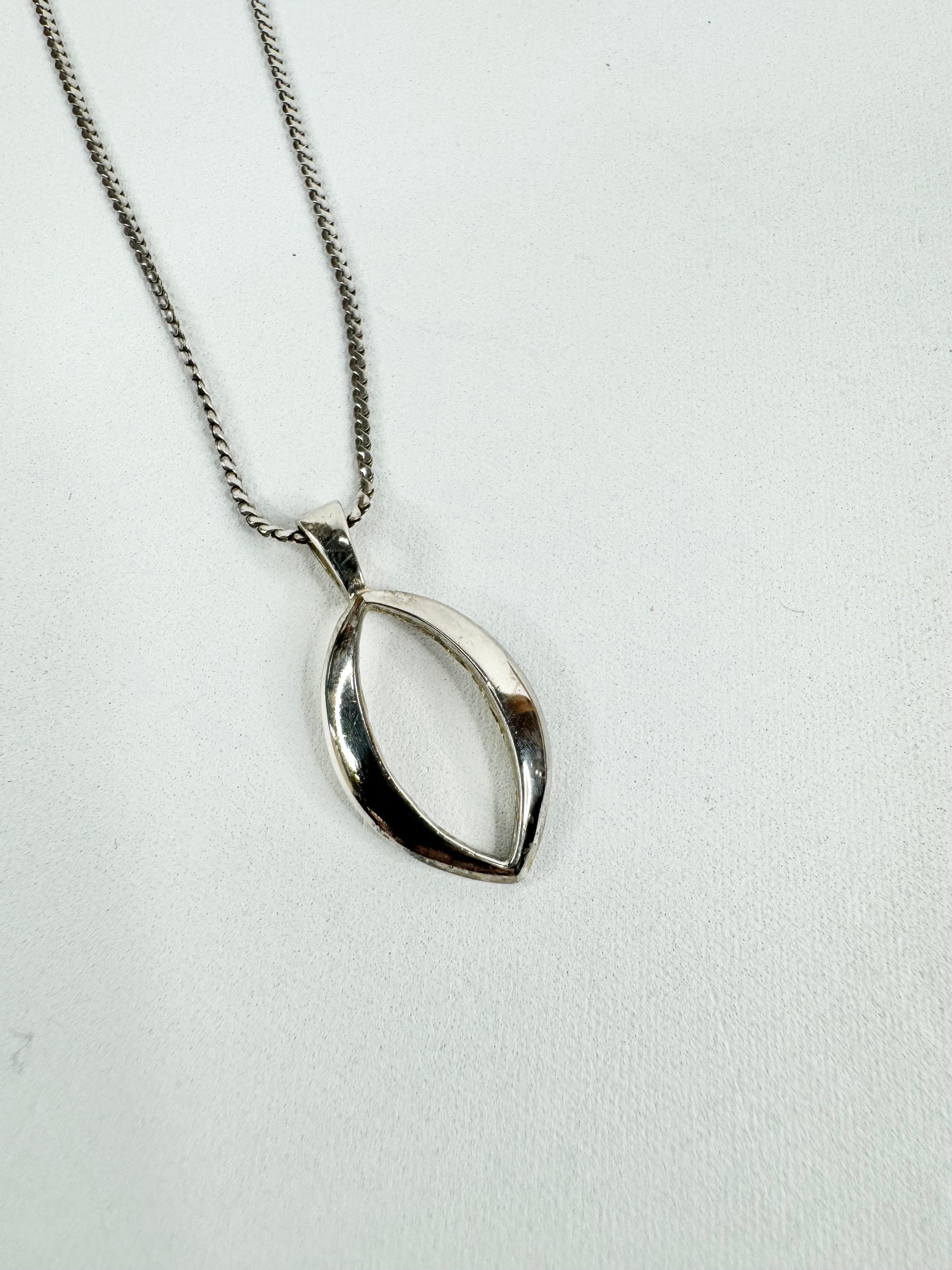 Oroton Silver Chain and Oval Pendant