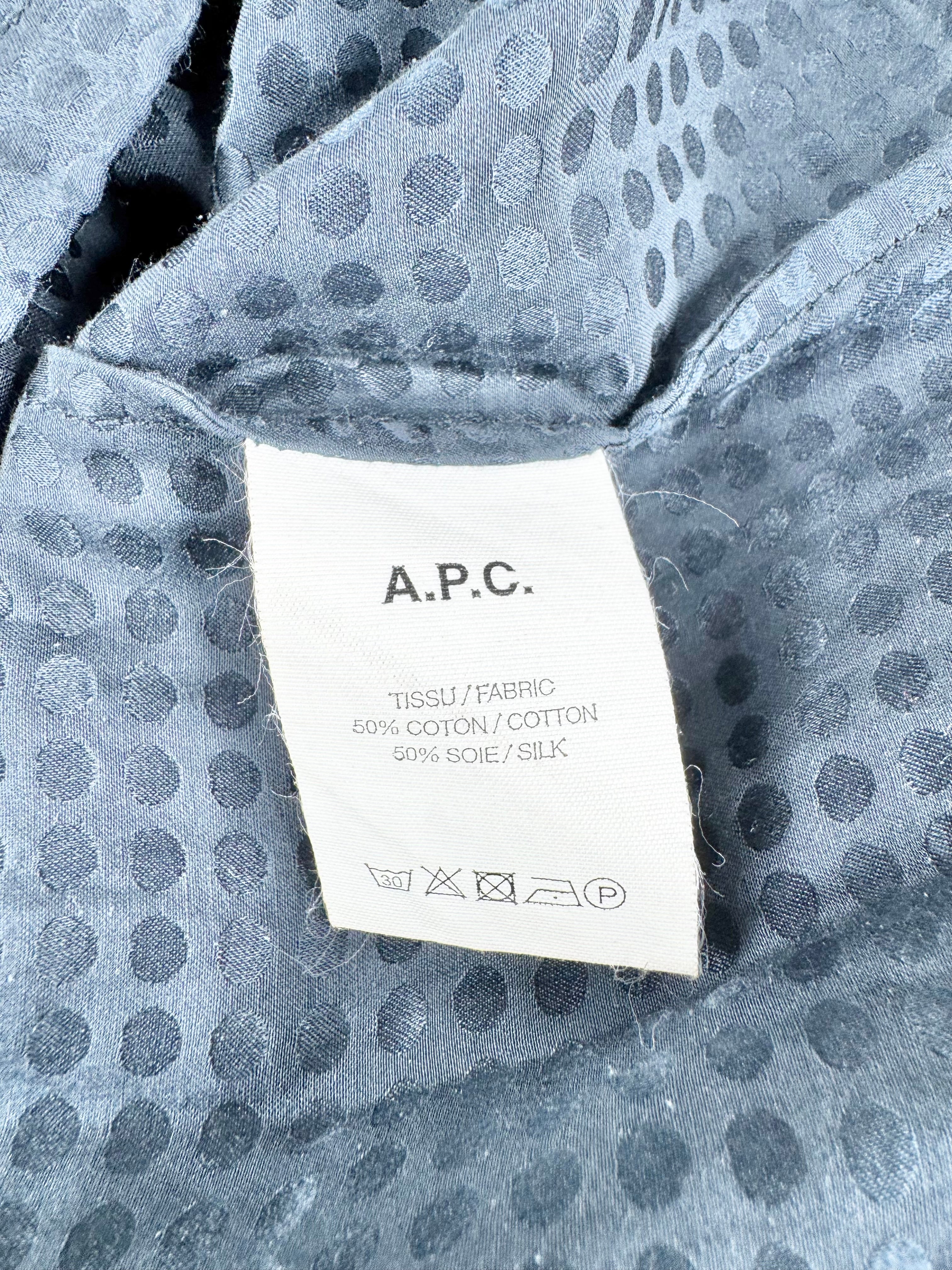 A.P.C Rue Madam Paris Blue Dot Silk & Cotton Blouse - AU8