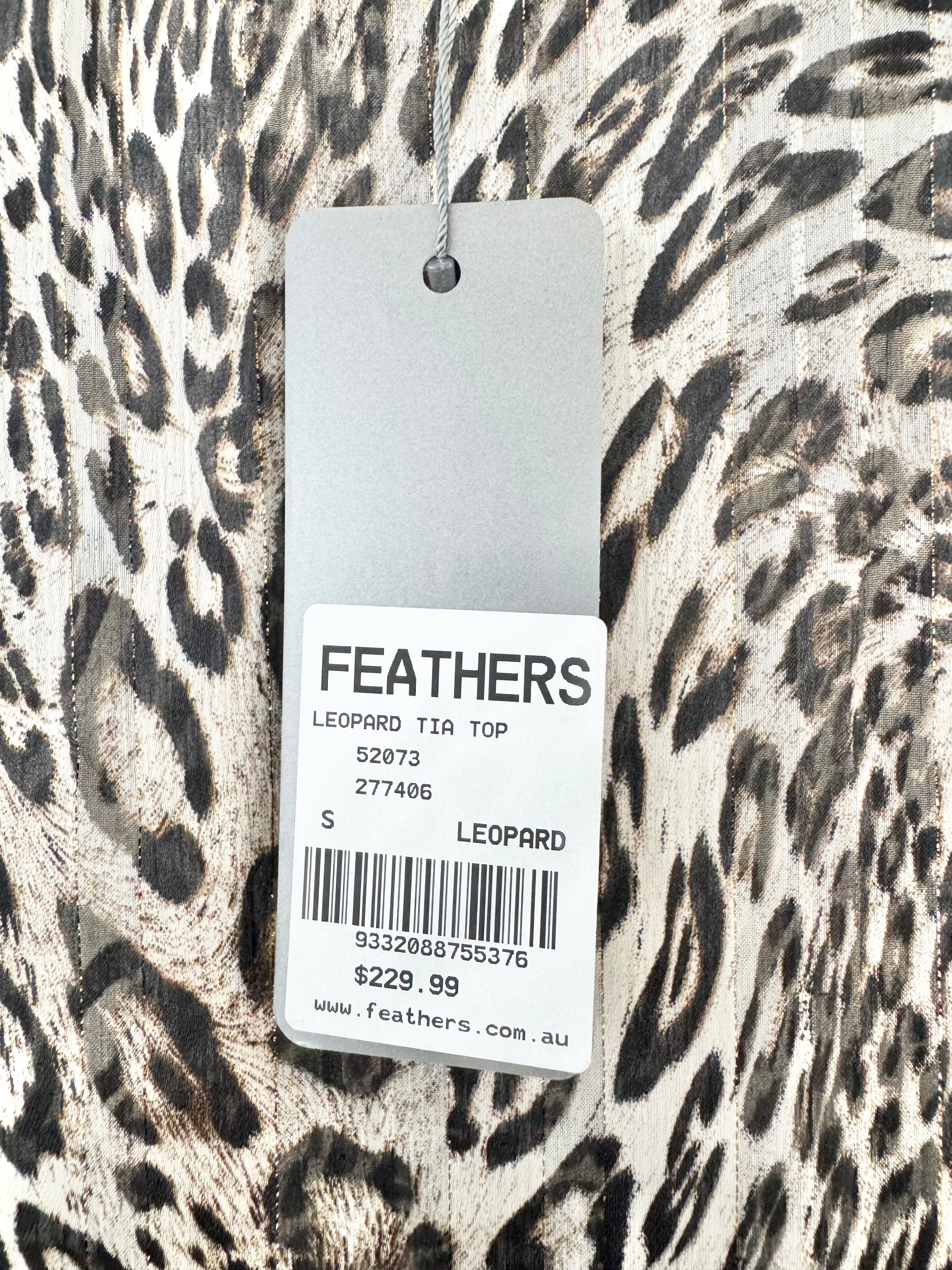 Feathers Black & Gold Leopard Print 'Gia' Blouse NWT - AU10/12