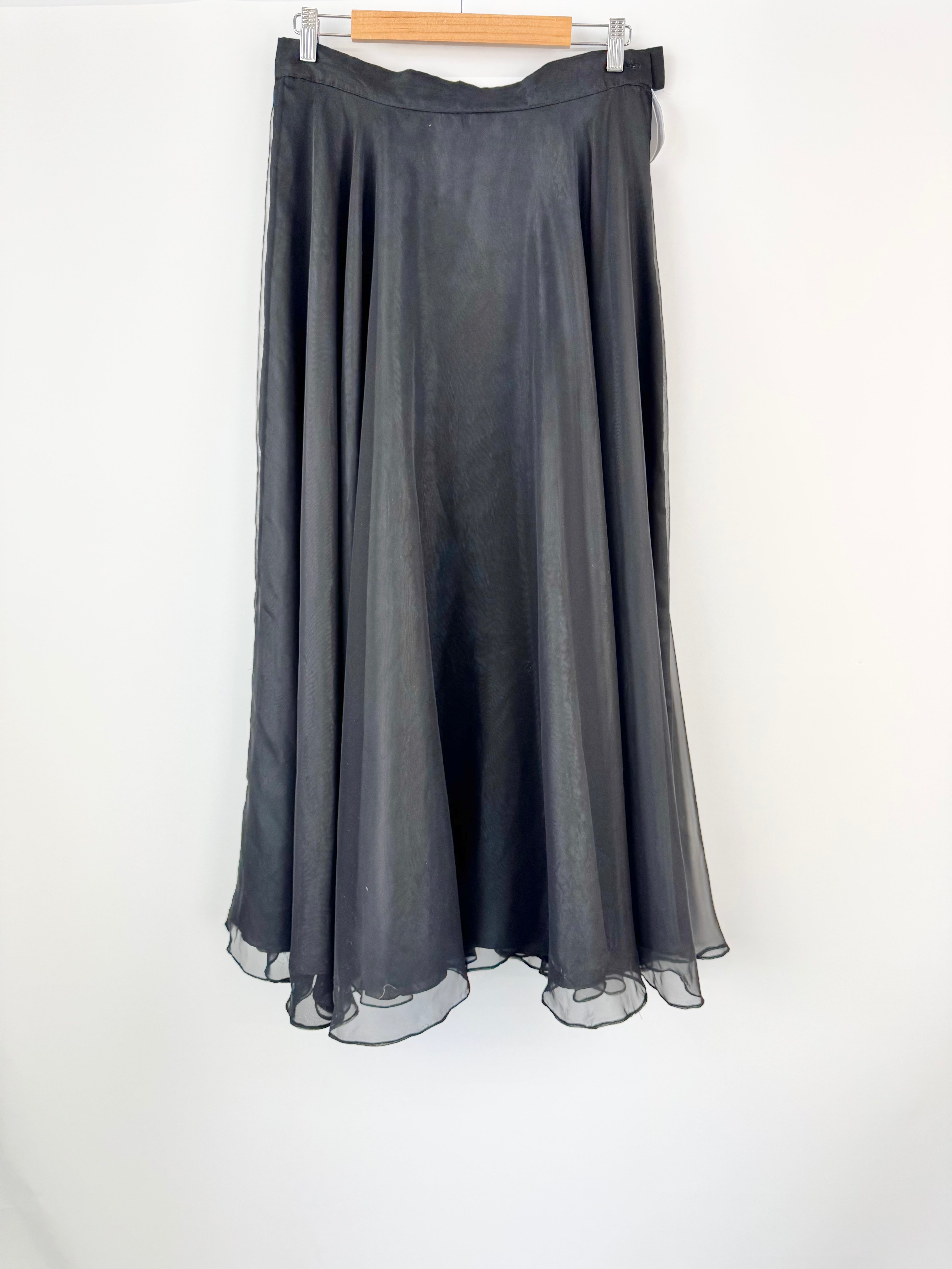 SANDRA LAYT BLACK CHIFFON MAXI SKIRT - AU12