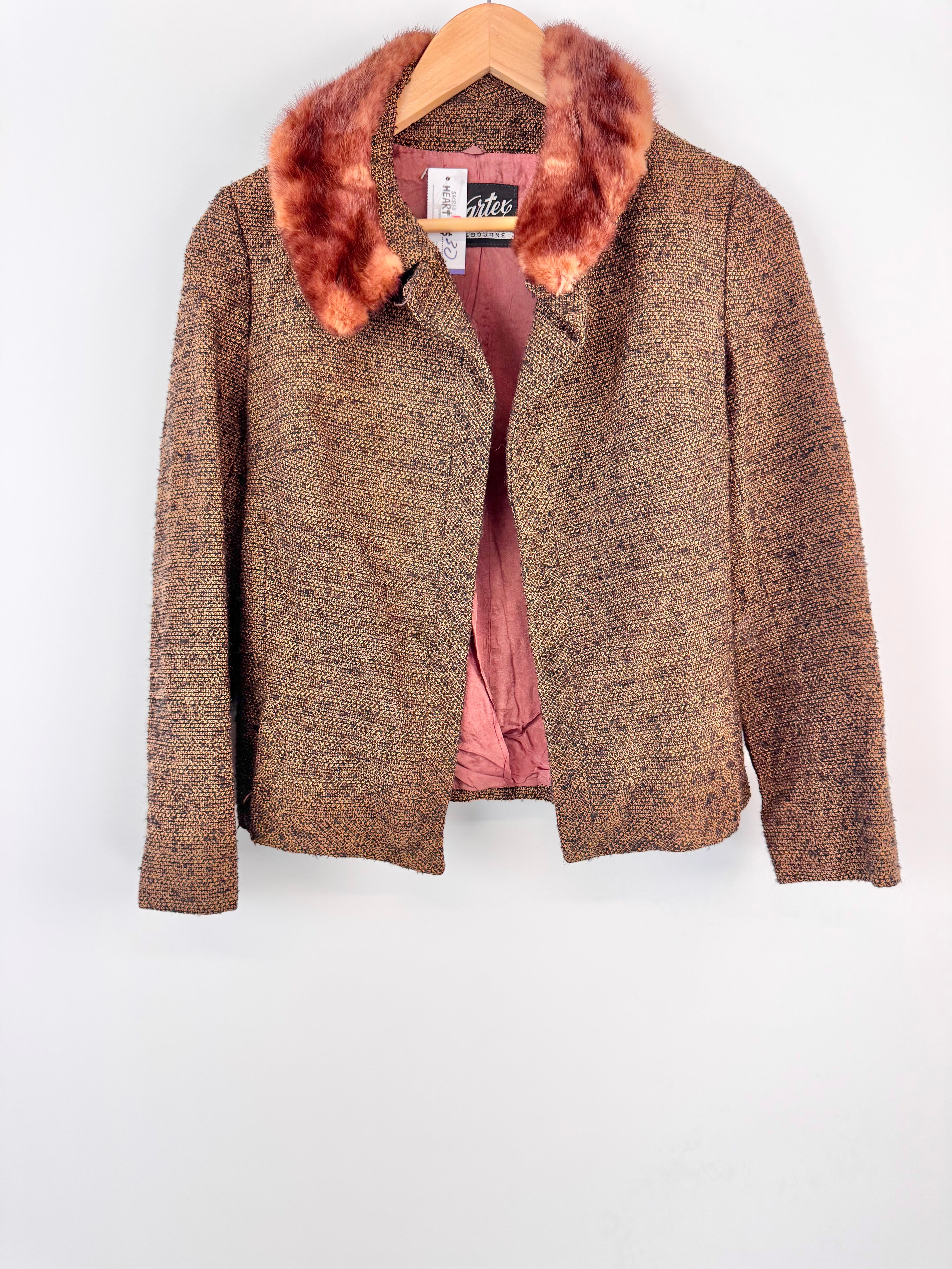 VINTAGE KARTER WOOL JACKET WITH FUR TRIM - AU6