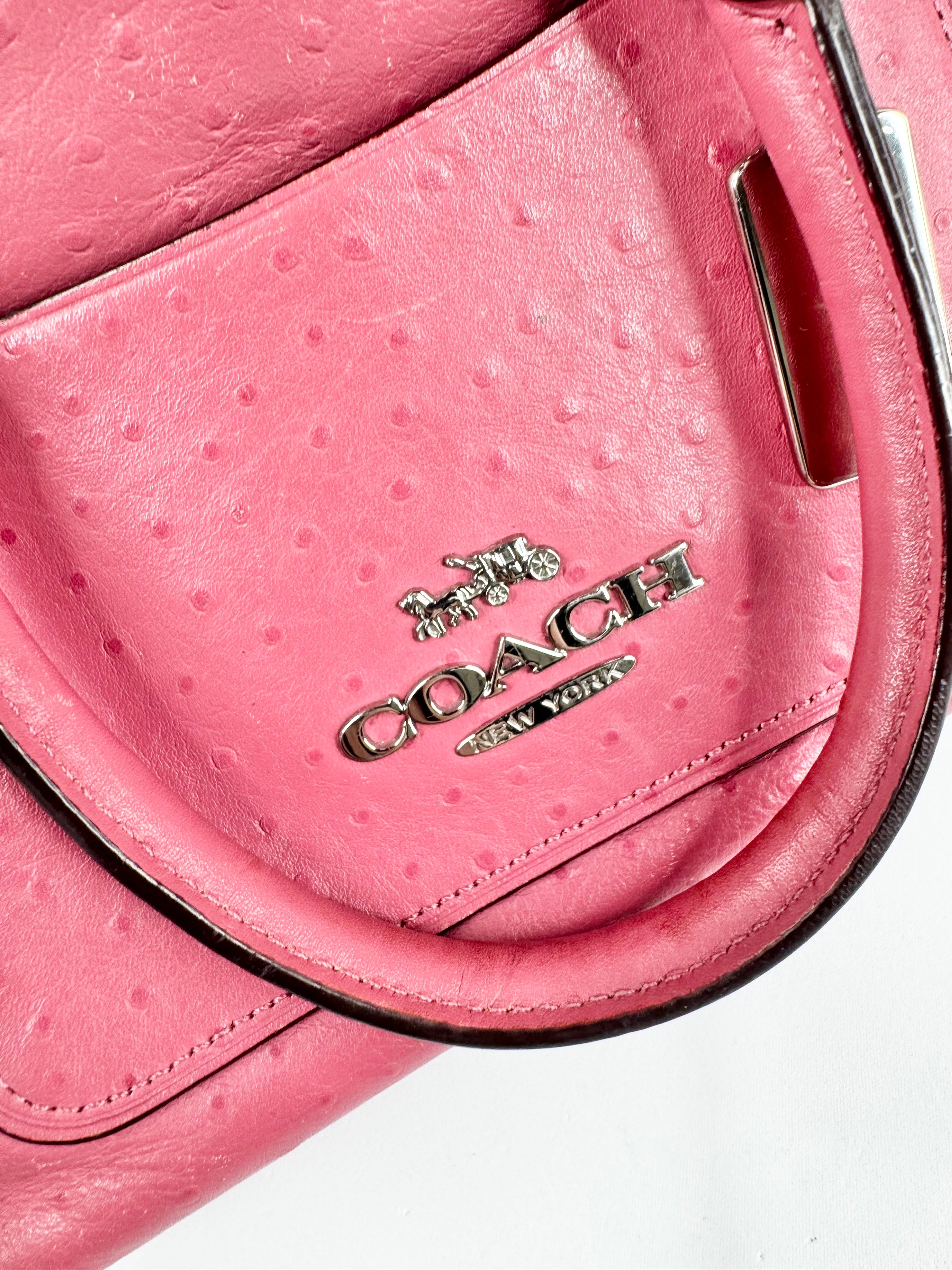 Coach 'Emma' Thulian Pink Faux Ostrich Satchel Bag