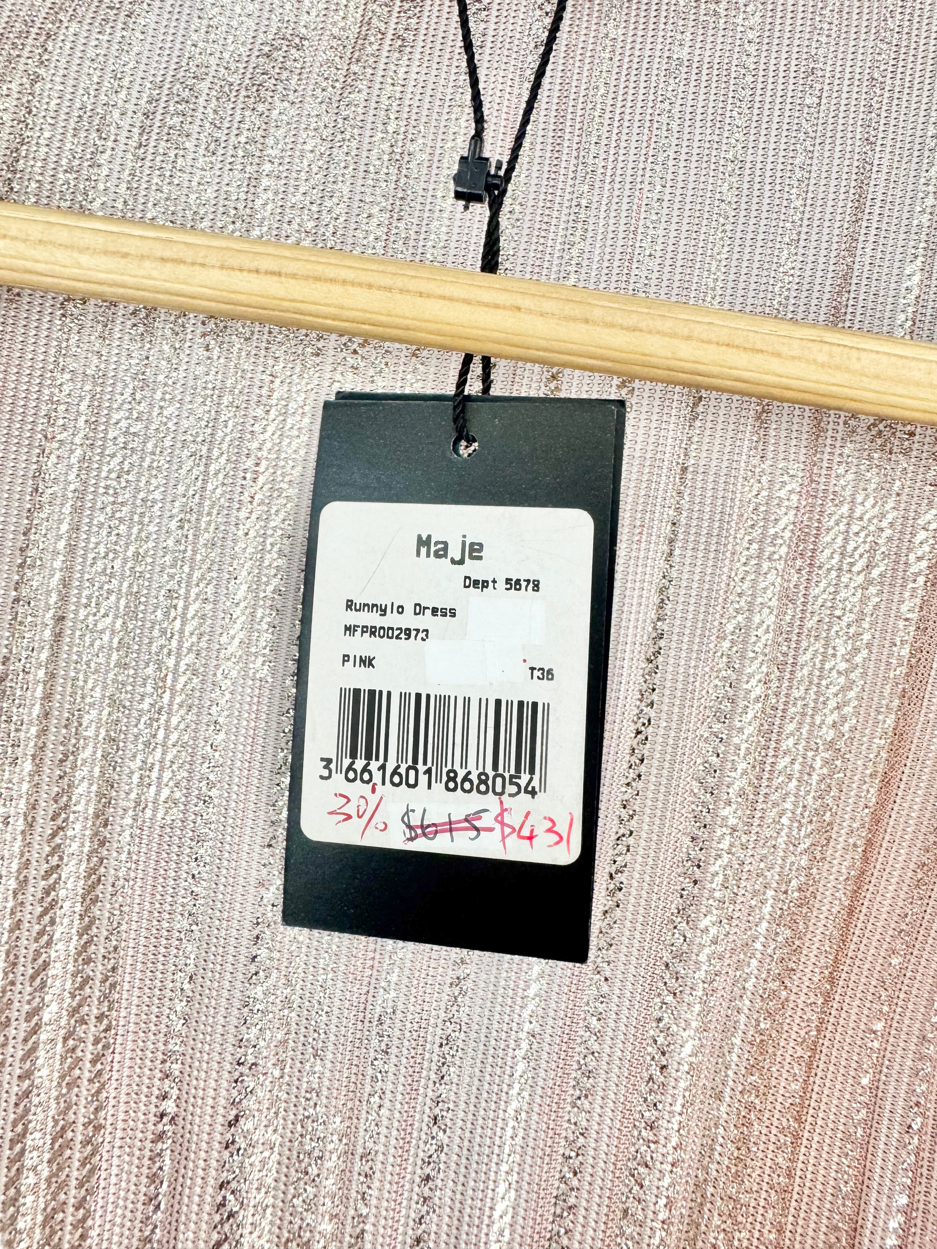 Maje Pink and Silver 'Runnylo' Mini Dress NWT - AU8/10