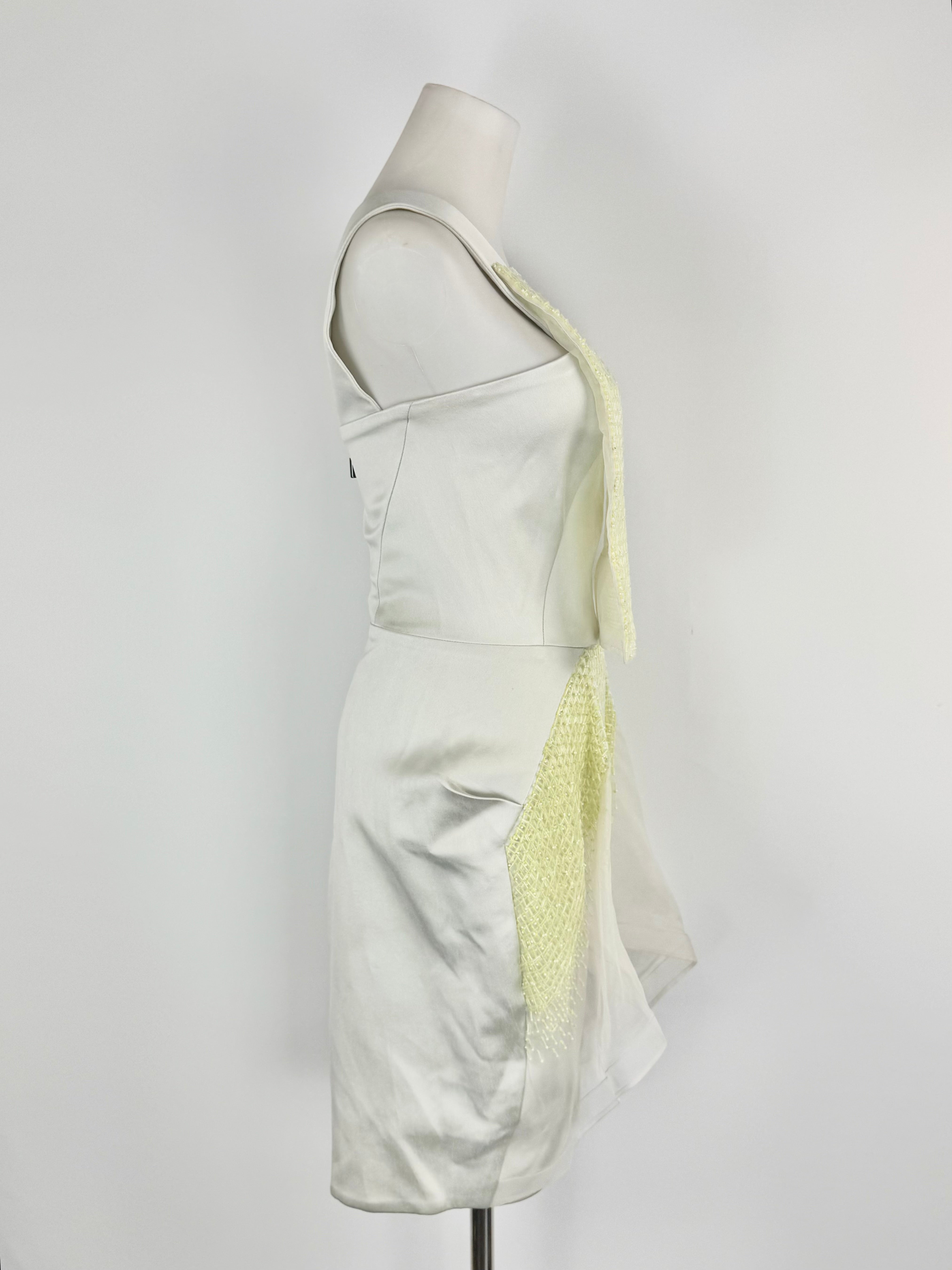 Maticevski 'Application' Ice Blue & Lime Green Beaded Panel Dress - AU8
