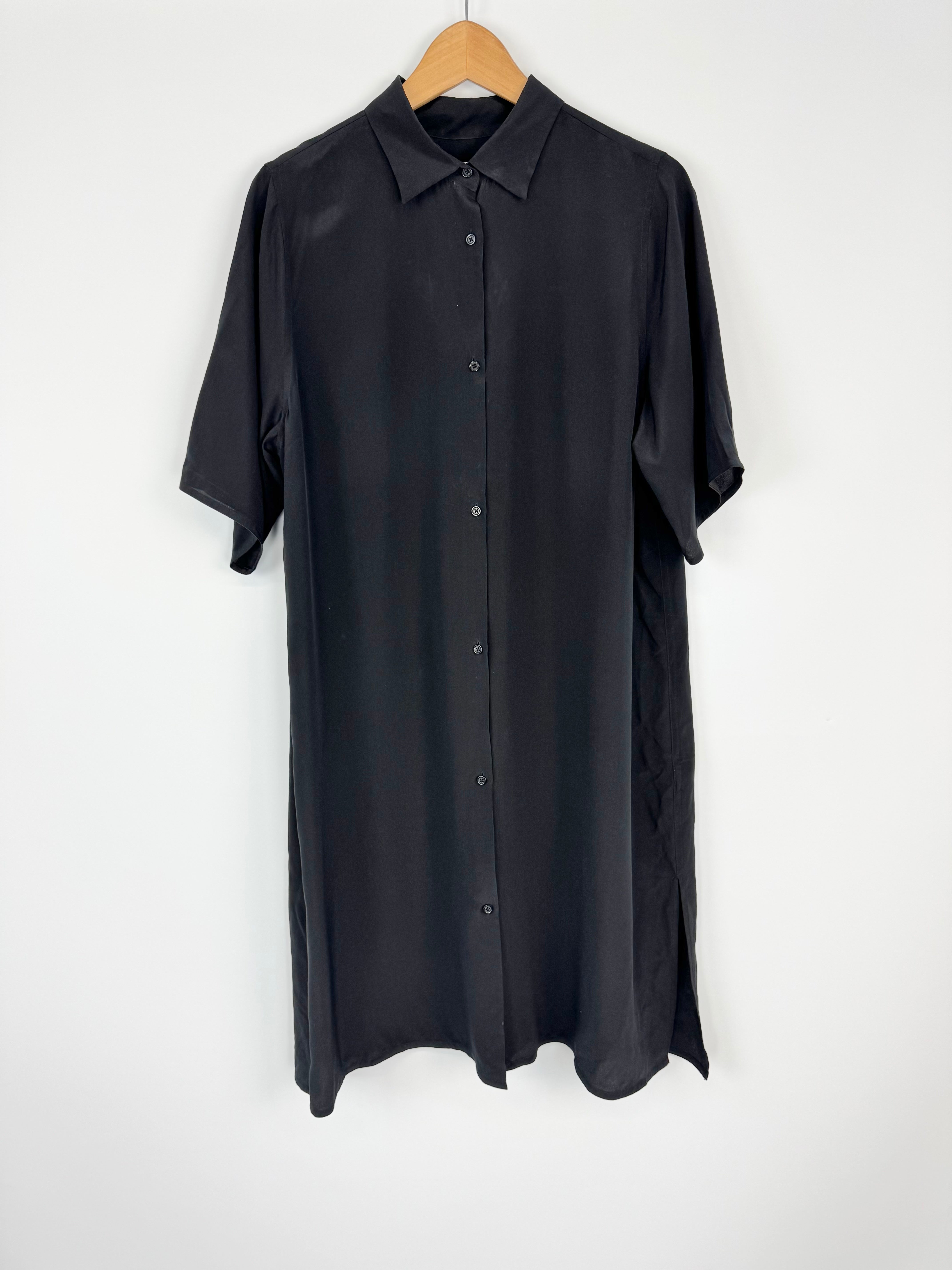 Jac + Jack Black Silk Mini Shirt Dress - AU12