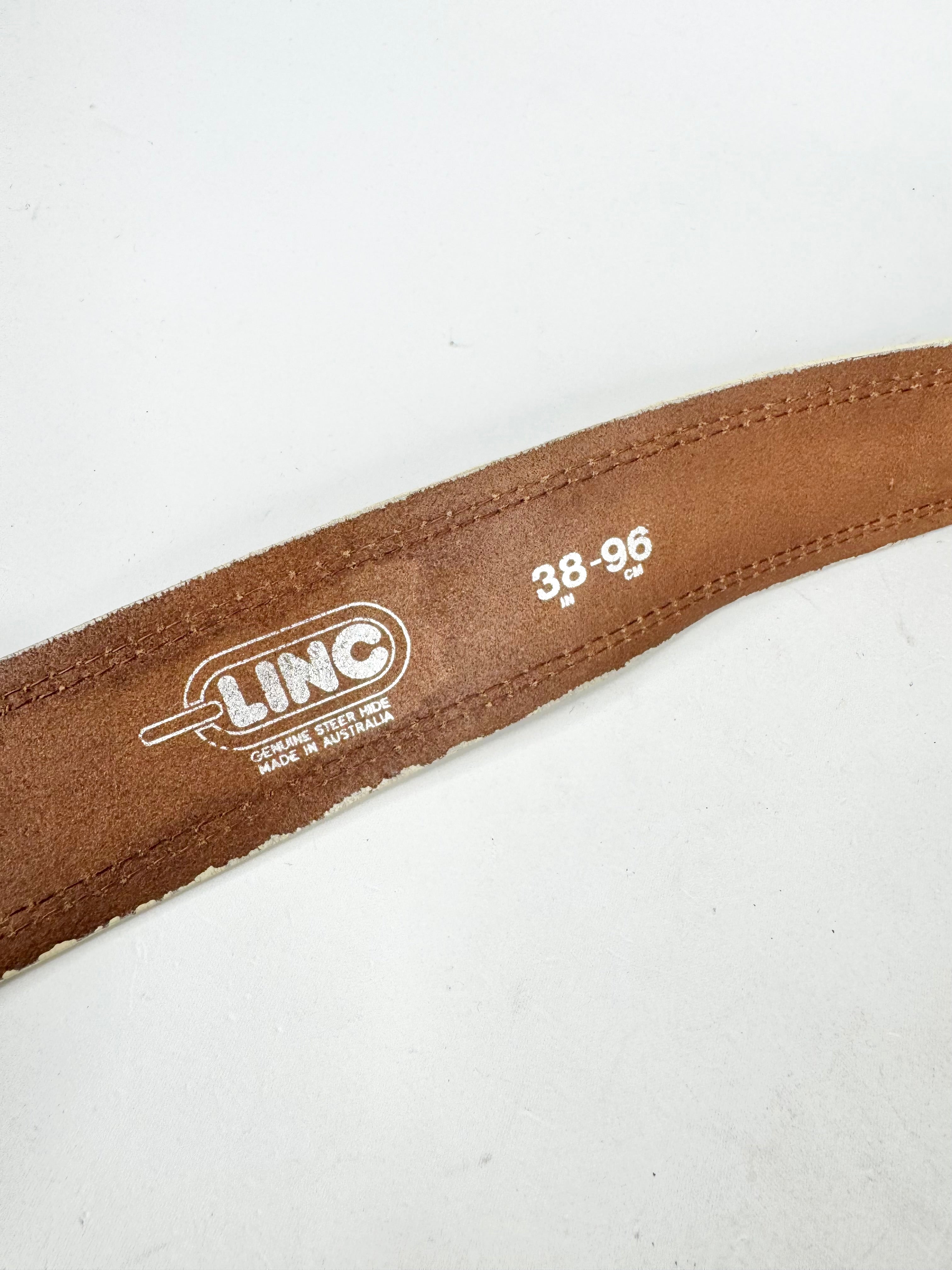 Linc Cream & Brown Trim Leather Belt