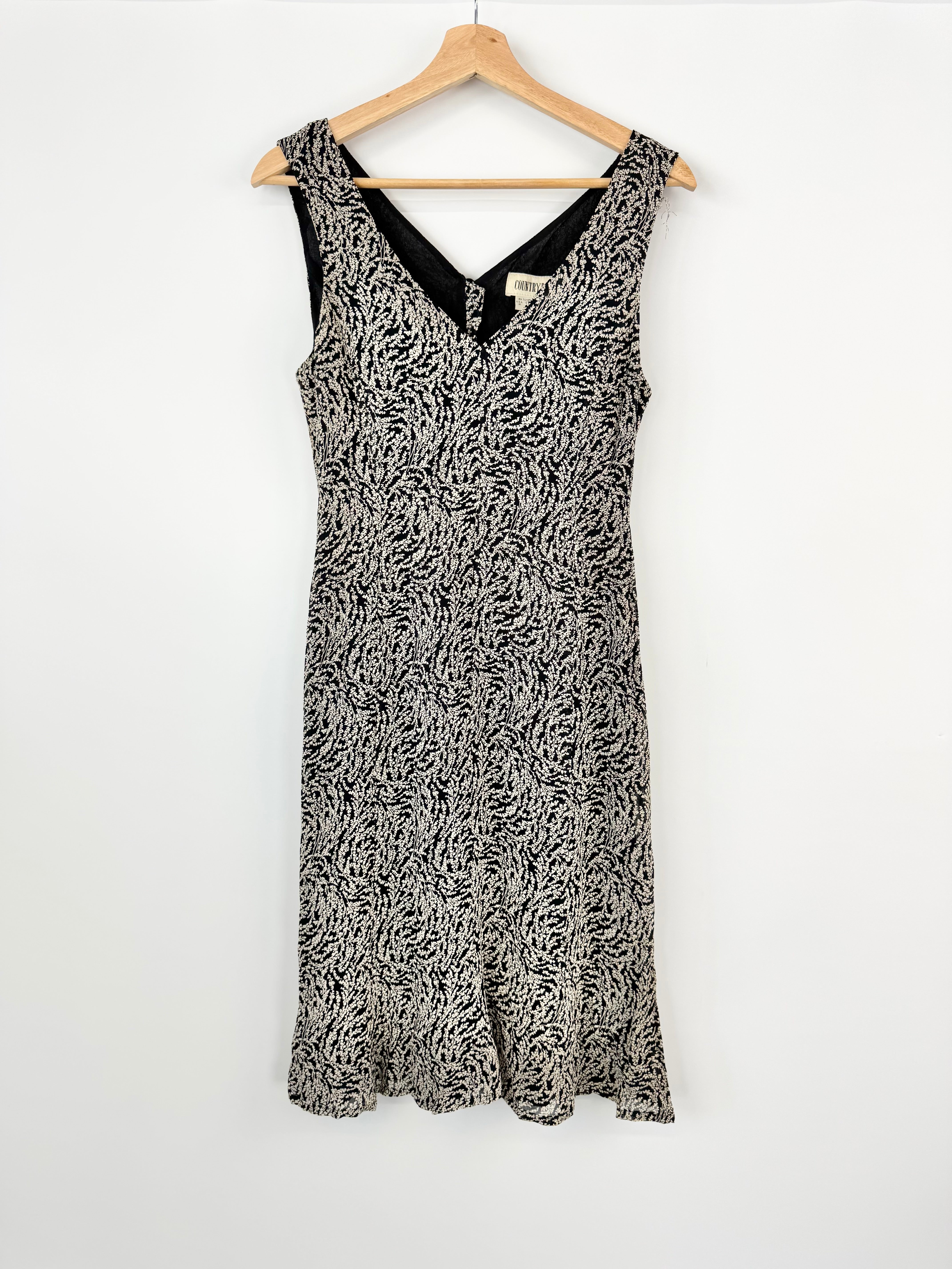 Country Road Black & Cream Patterned Sleeveless Dress - AU6