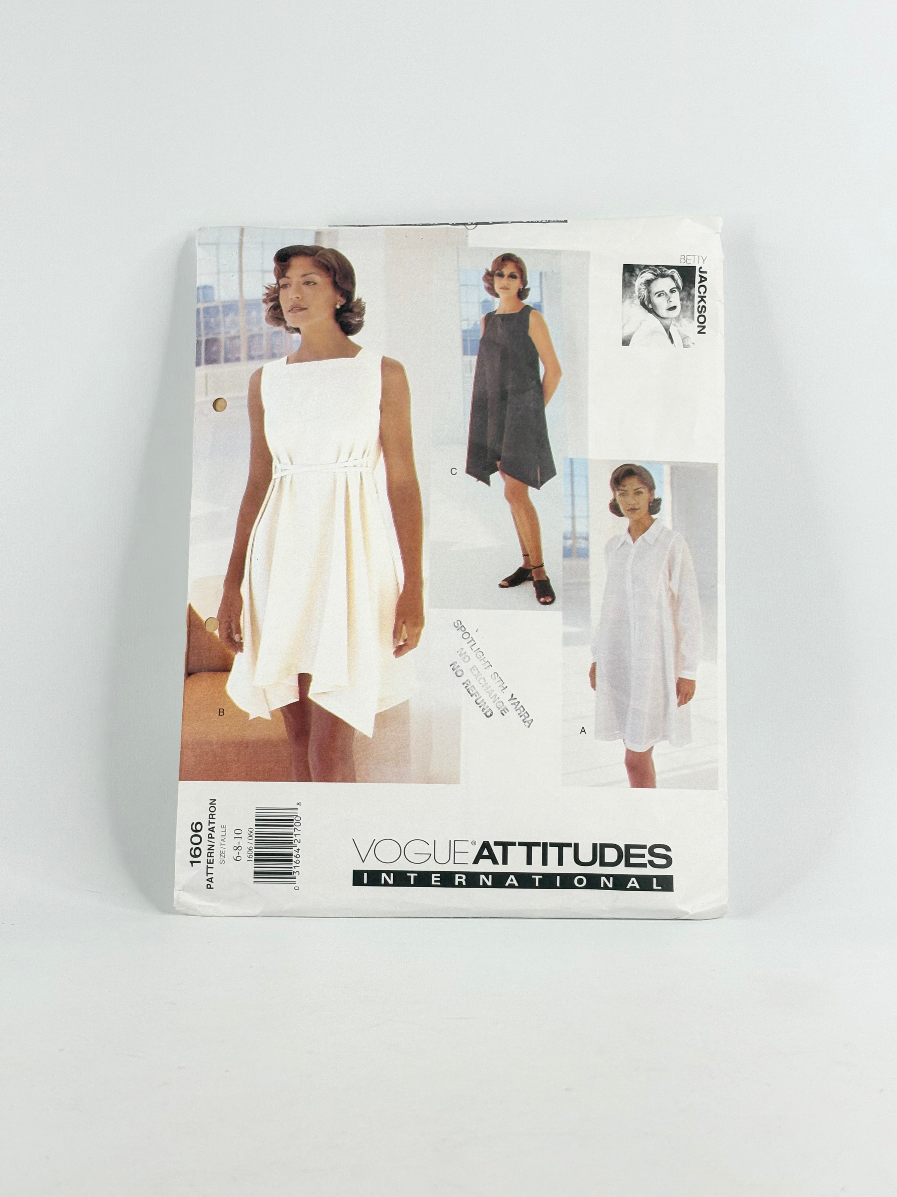 Vogue Attitudes International Betty Jackson Shirt & Dresses: No. 1606 - Size 6/10