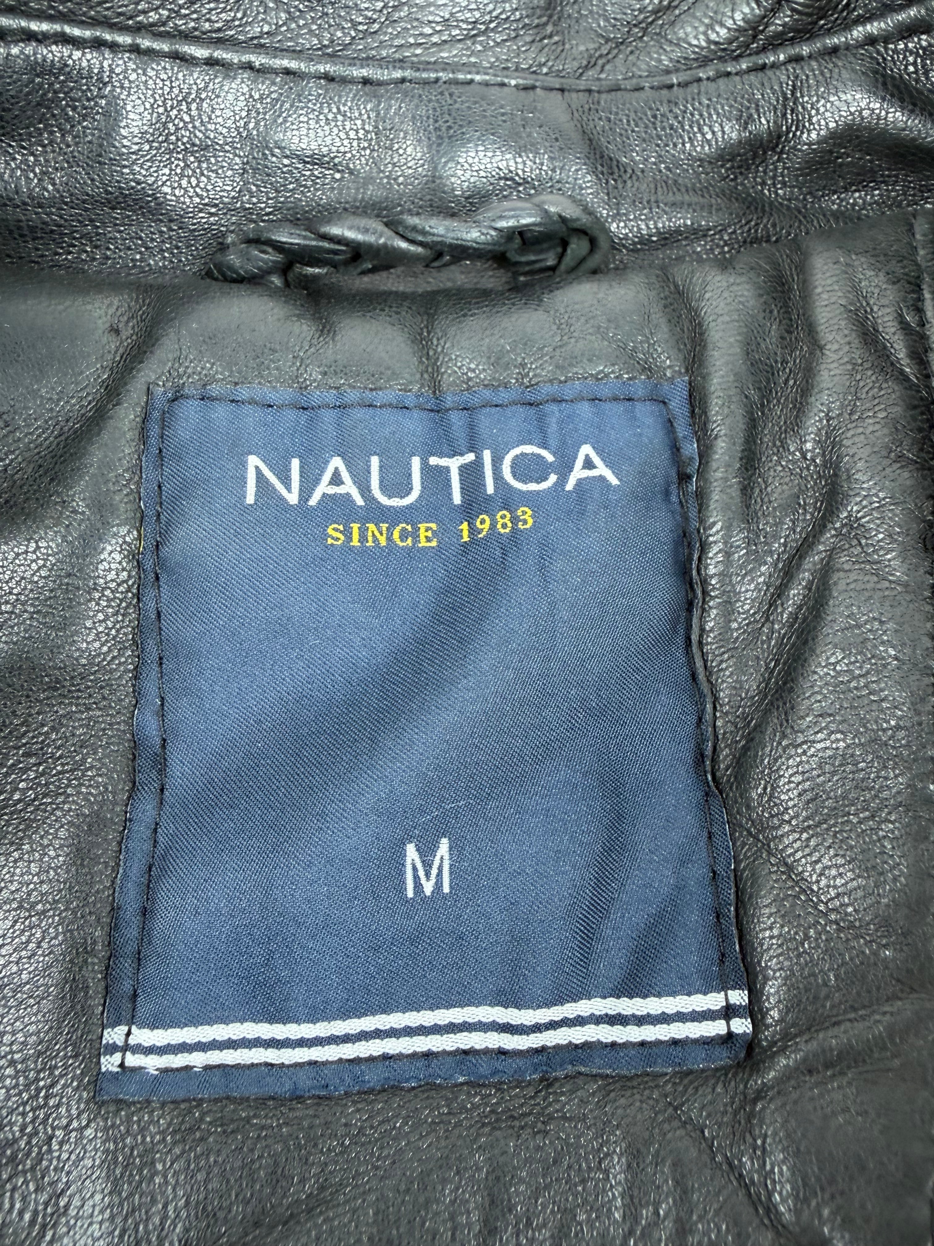 Nautica Black Leather Jacket - M