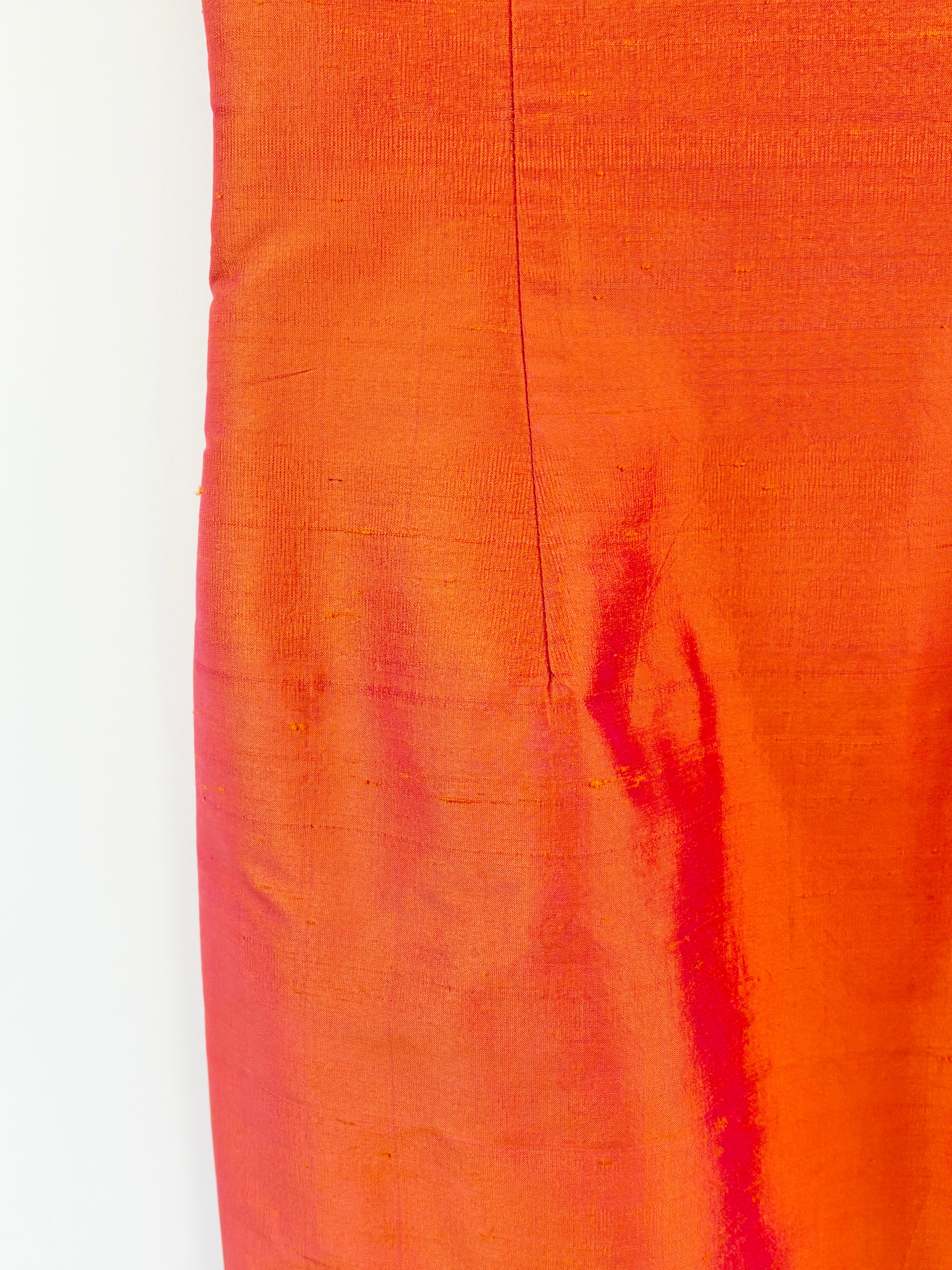 Citi Vintage Raw-Silk Orange Fitted Dress - AU8