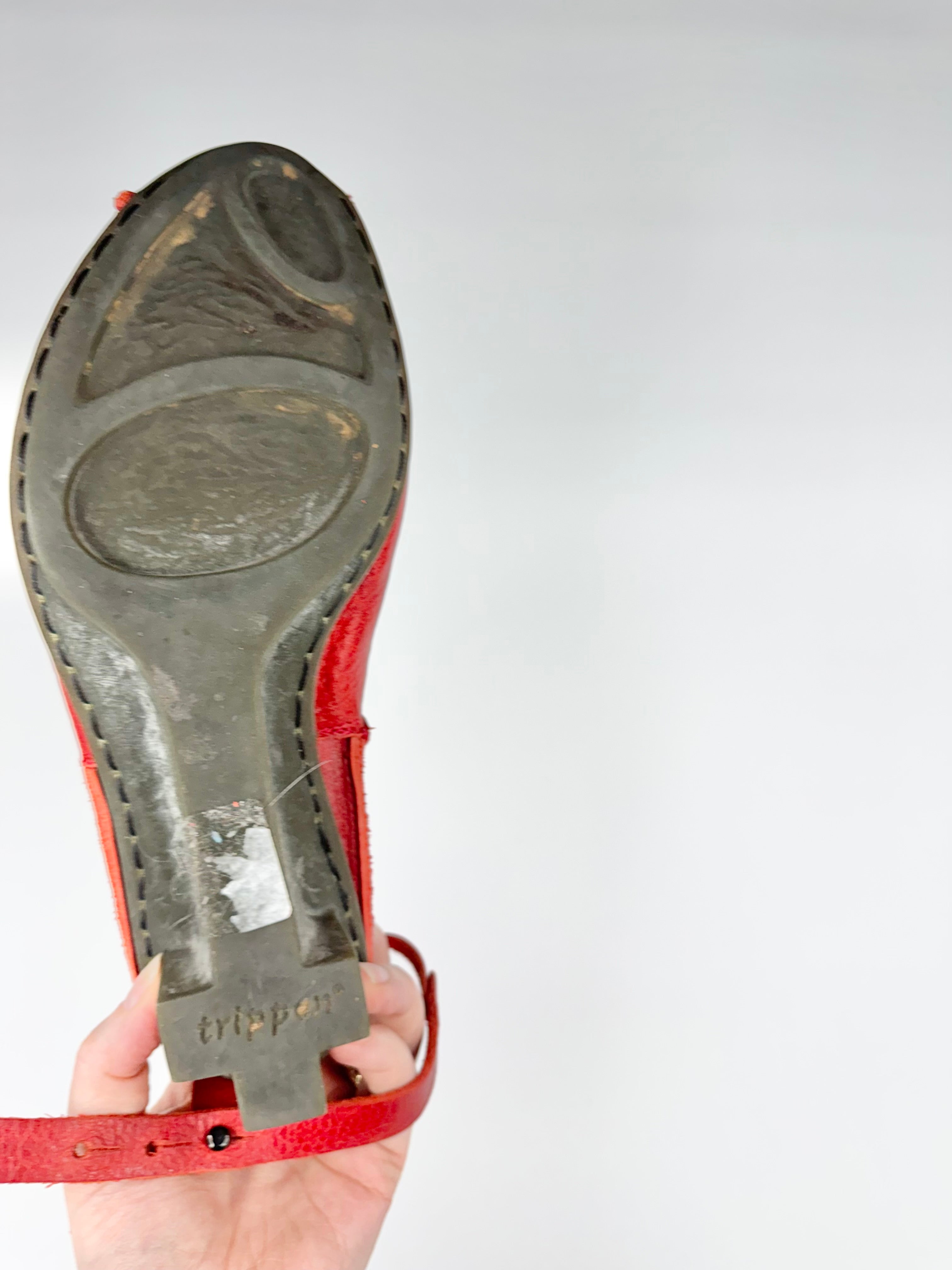 Trippen Brick Red Leather Mary Janes - EU39/40