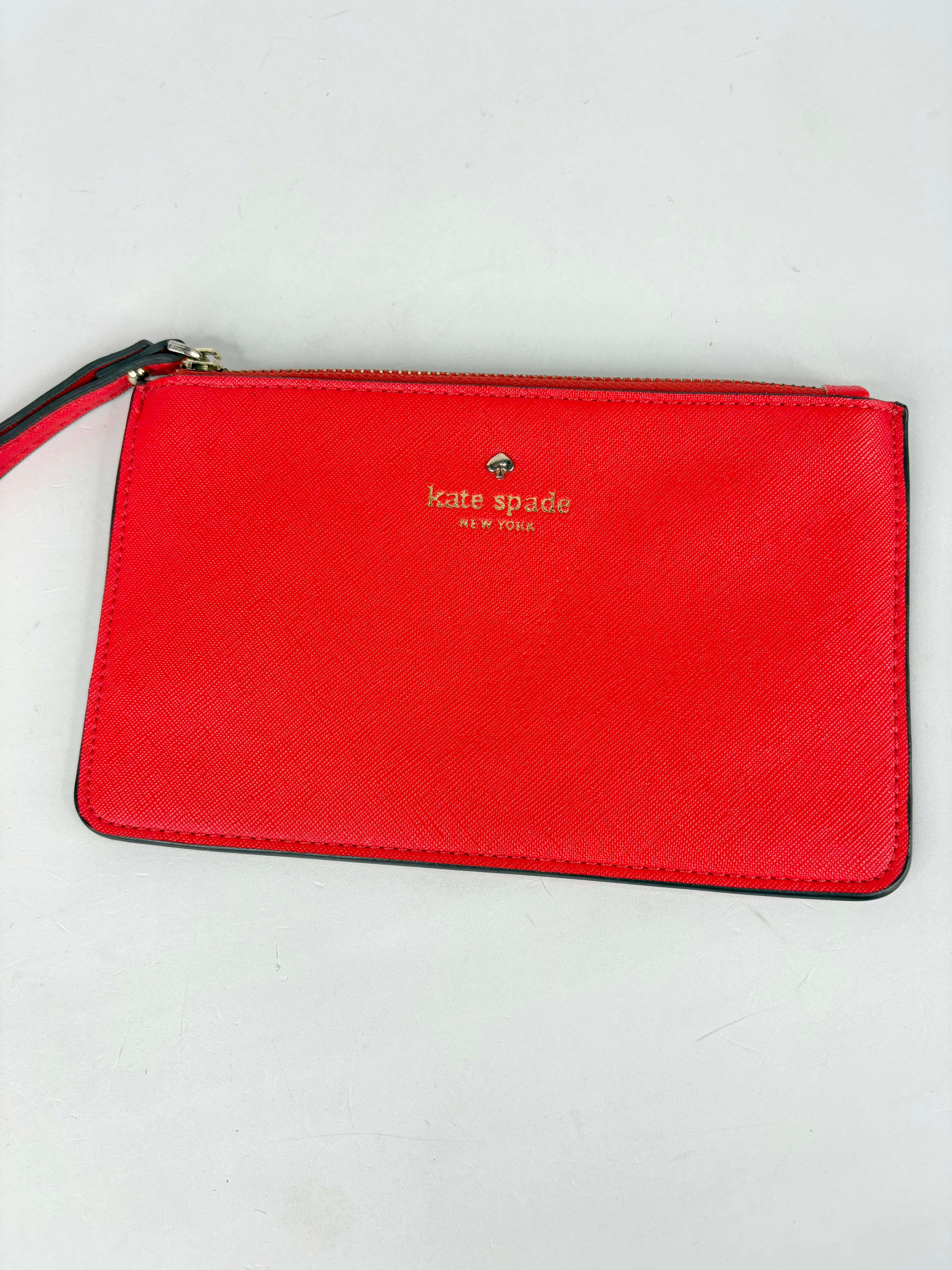 Kate Spade Coral Leather Wristlet Pouch