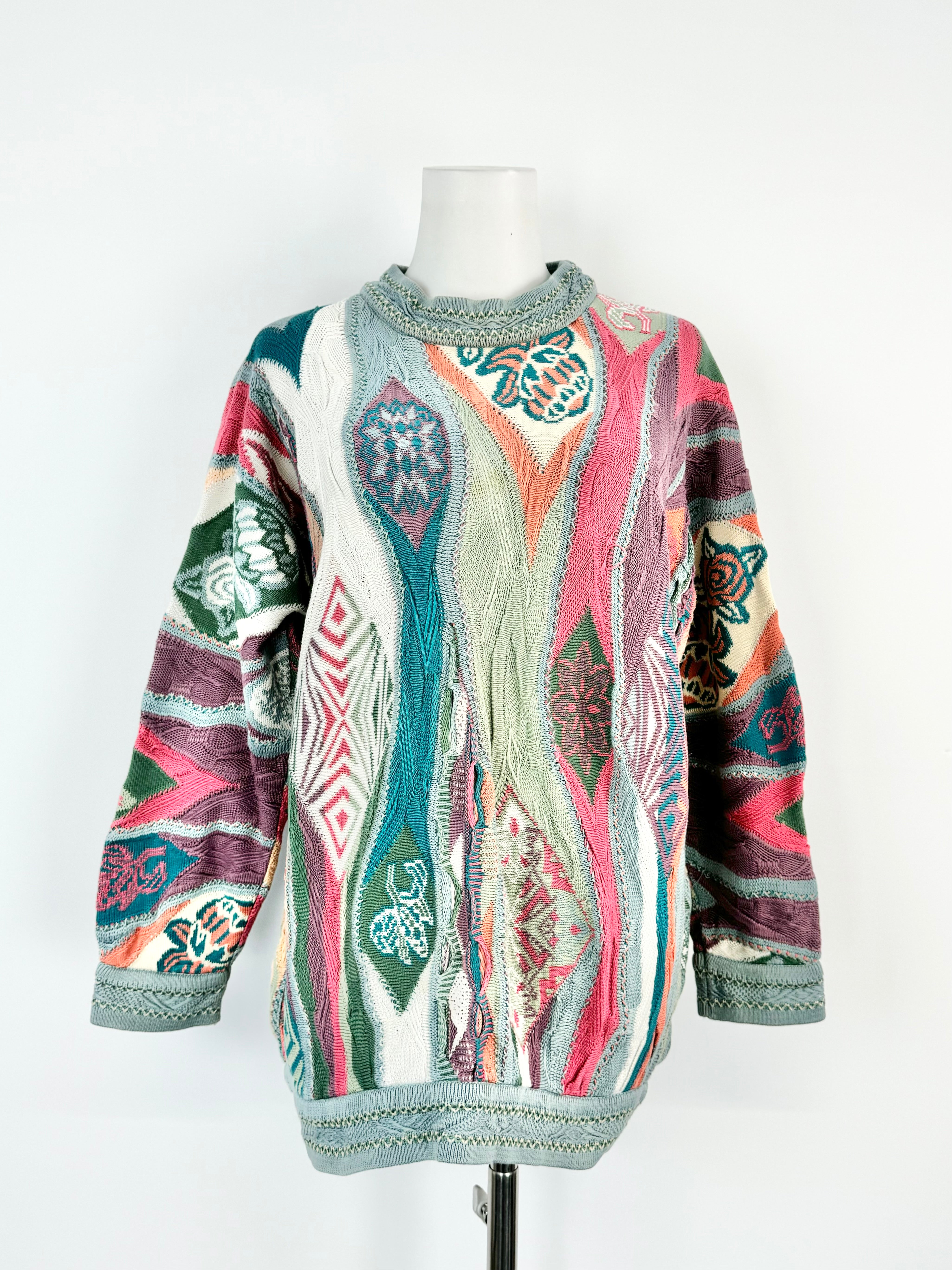 Vintage Coogi Blue Half Length 3D Sweater - S/M