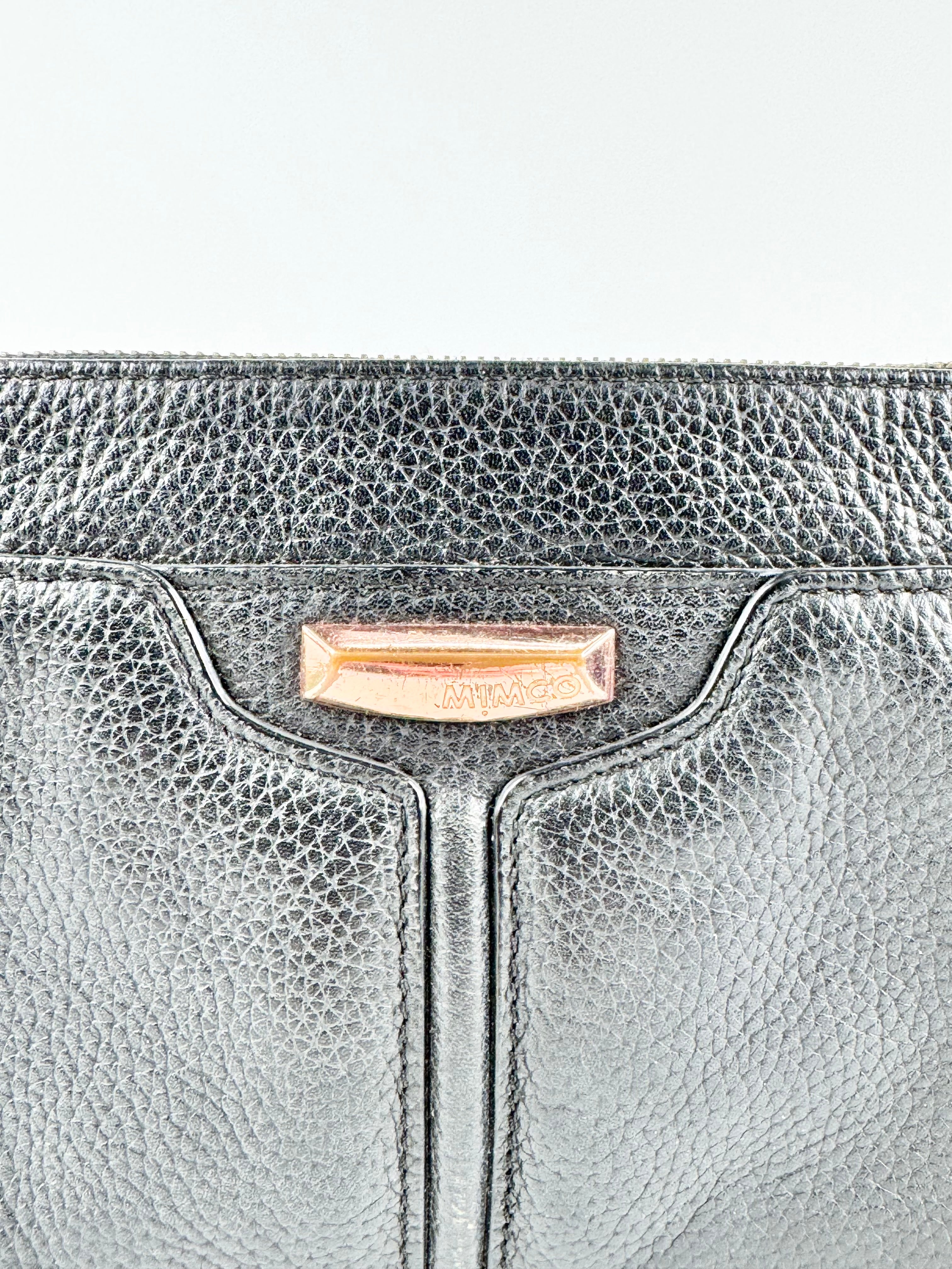 Mimco Grained Black Leather Cross Body Bag