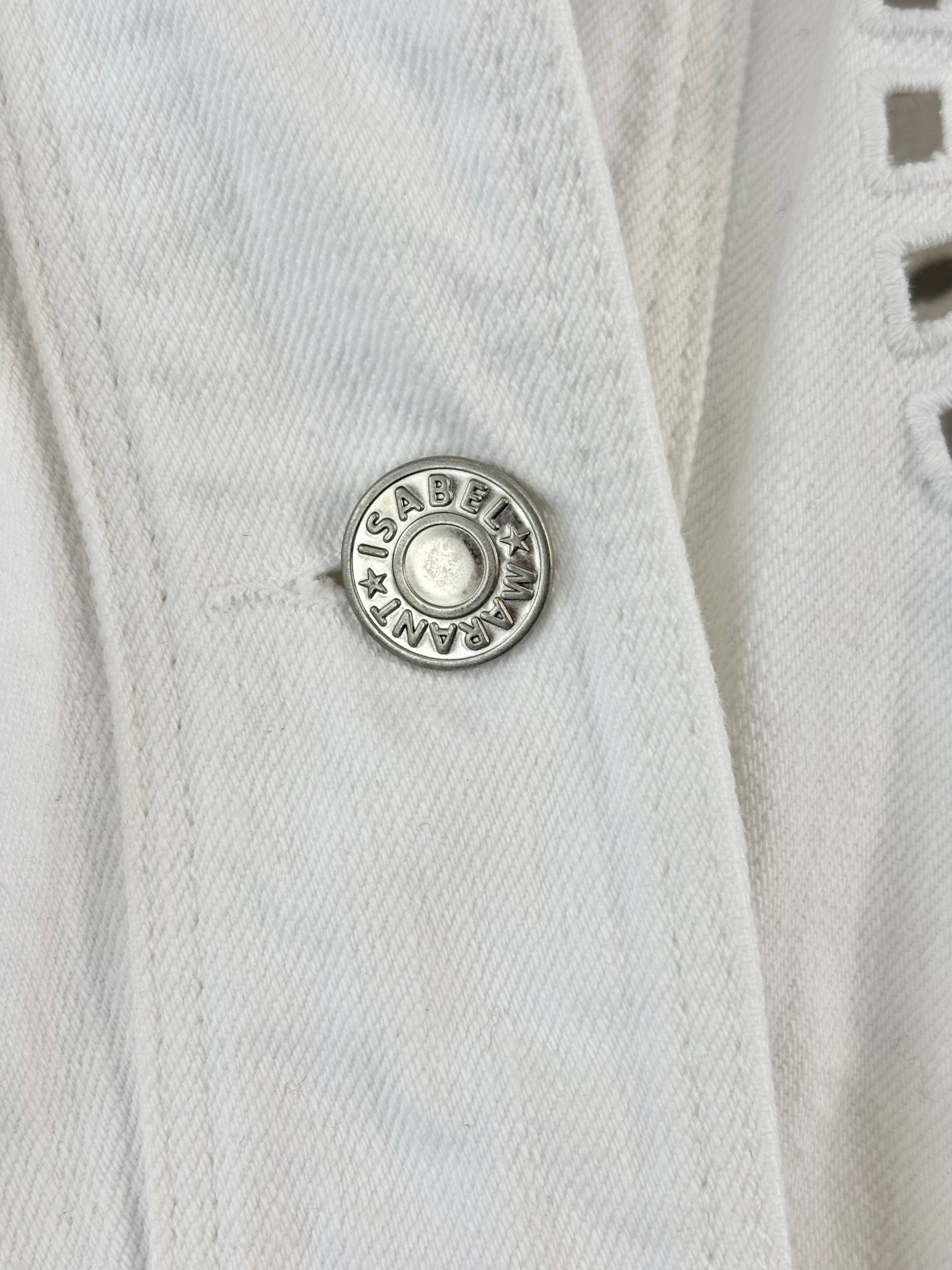 Isabel Marant White 'Rena' Broderie Denim Jacket - AU12