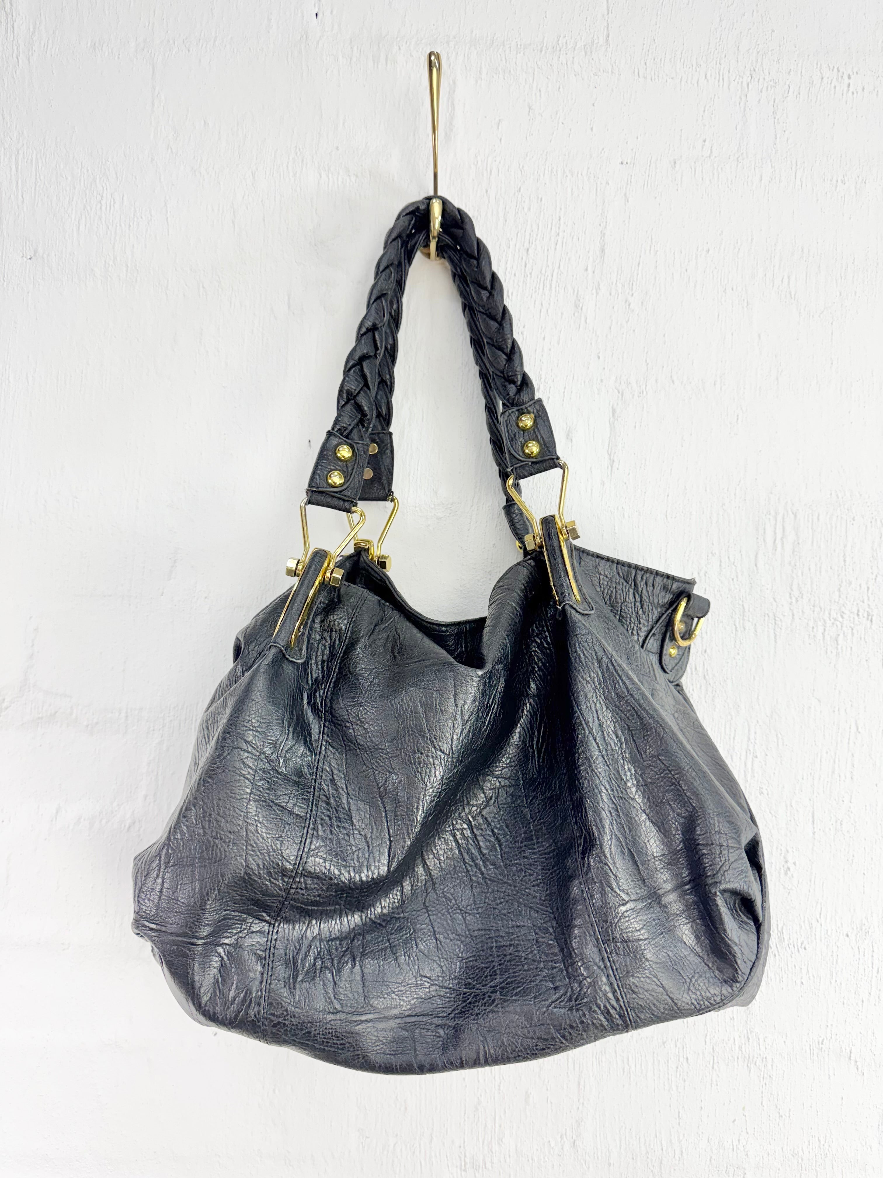 Jimmy Choo Black Leather Hobo Bag