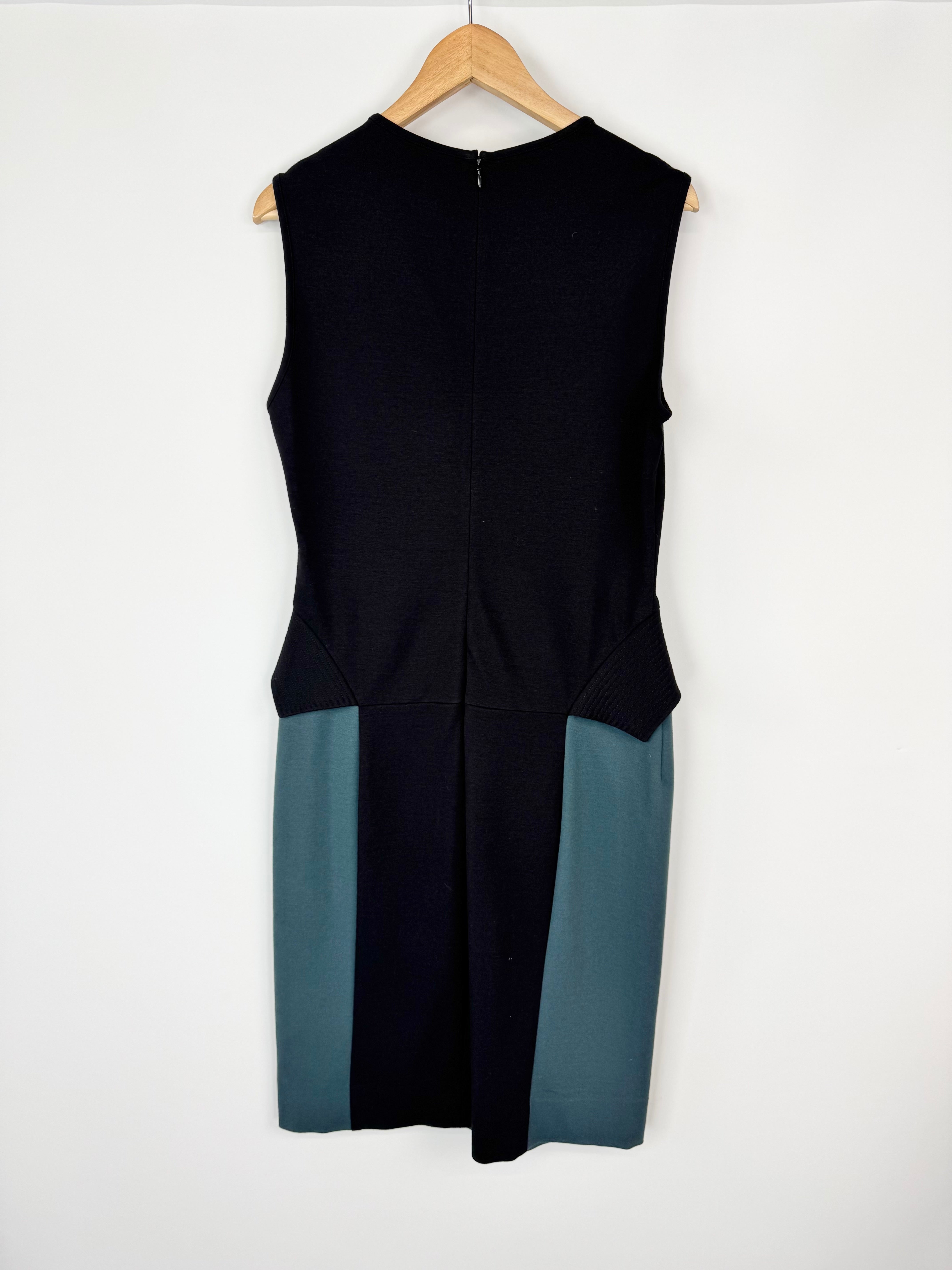 Stella McCartney Black & Teal Peplum Sheath Dress - AU14/16