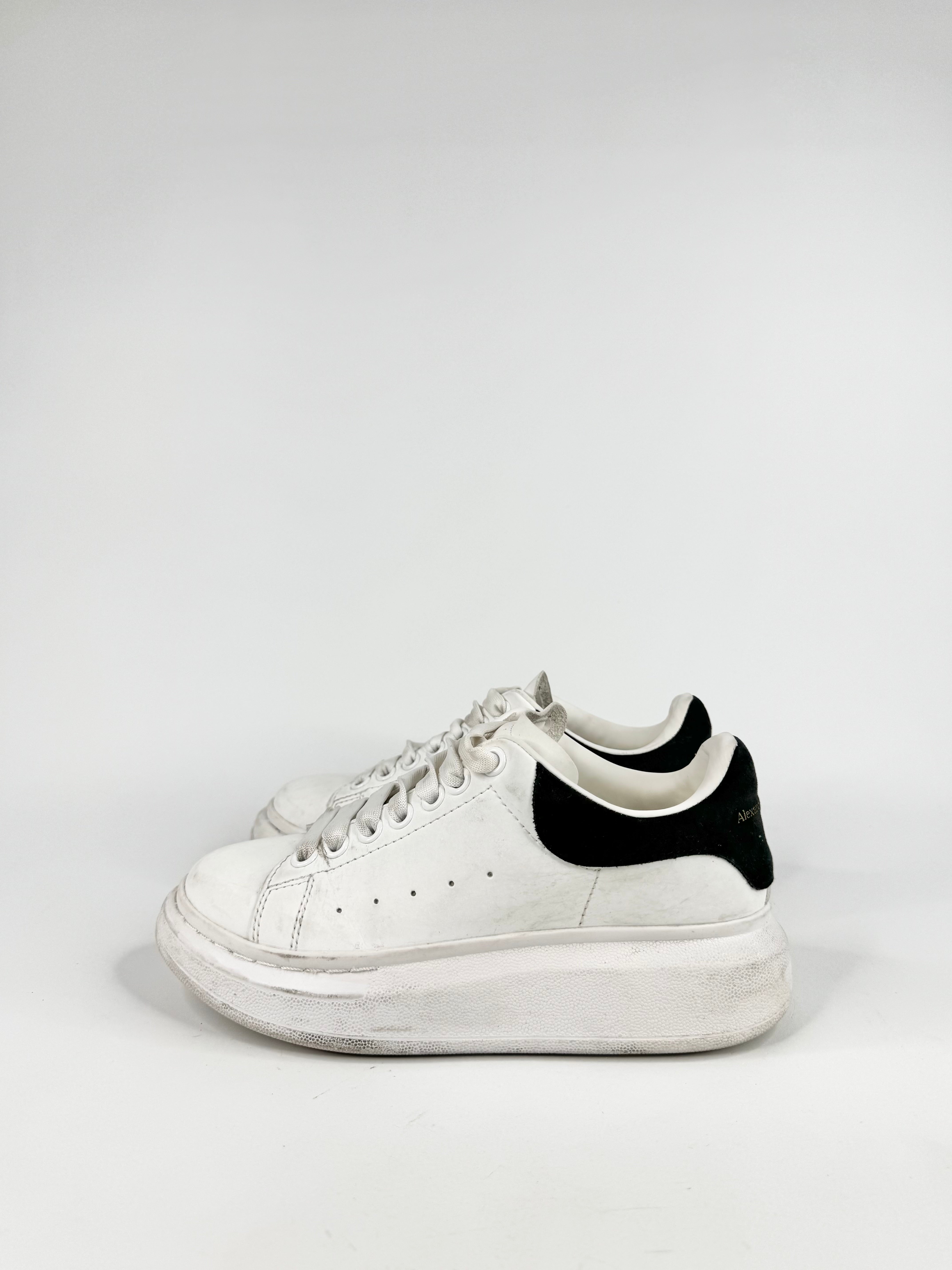 Alexander McQueen White Black Suede Trim Oversized Sneakers - EU37