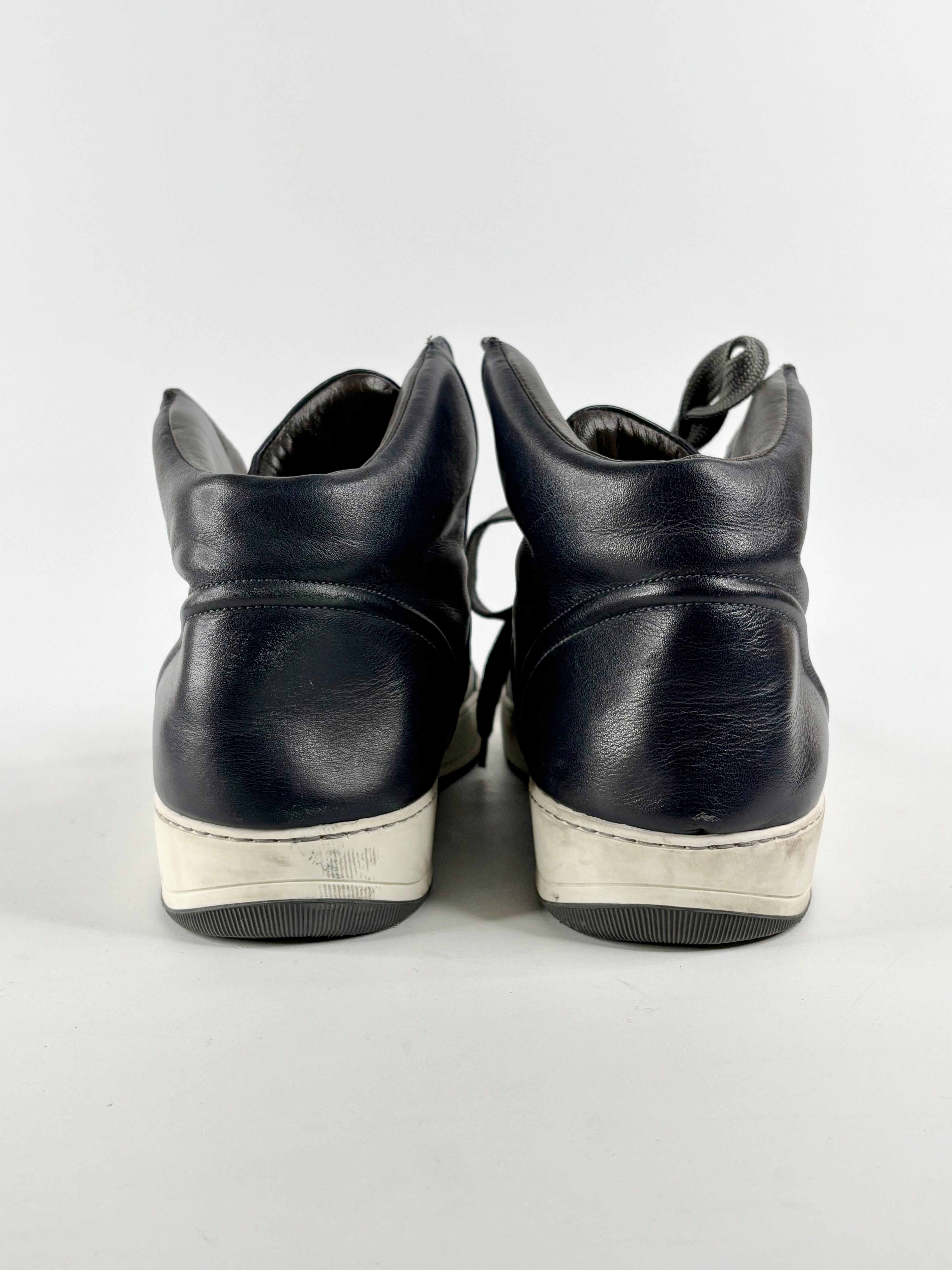 Lanvin Navy Blue Leather High-Top Sneakers - EU45