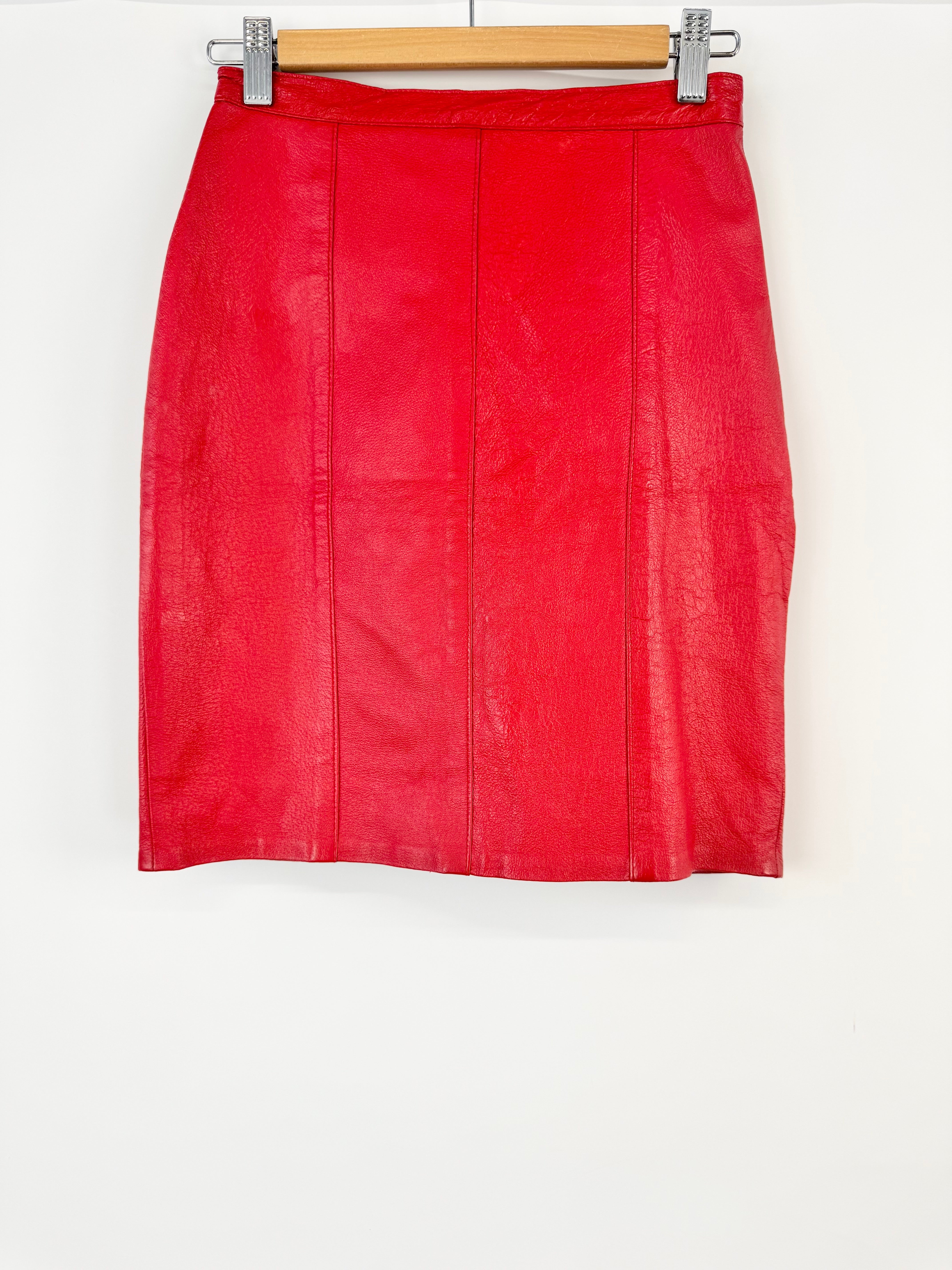 H&D Red Leather Mini Skirt - AU8/10