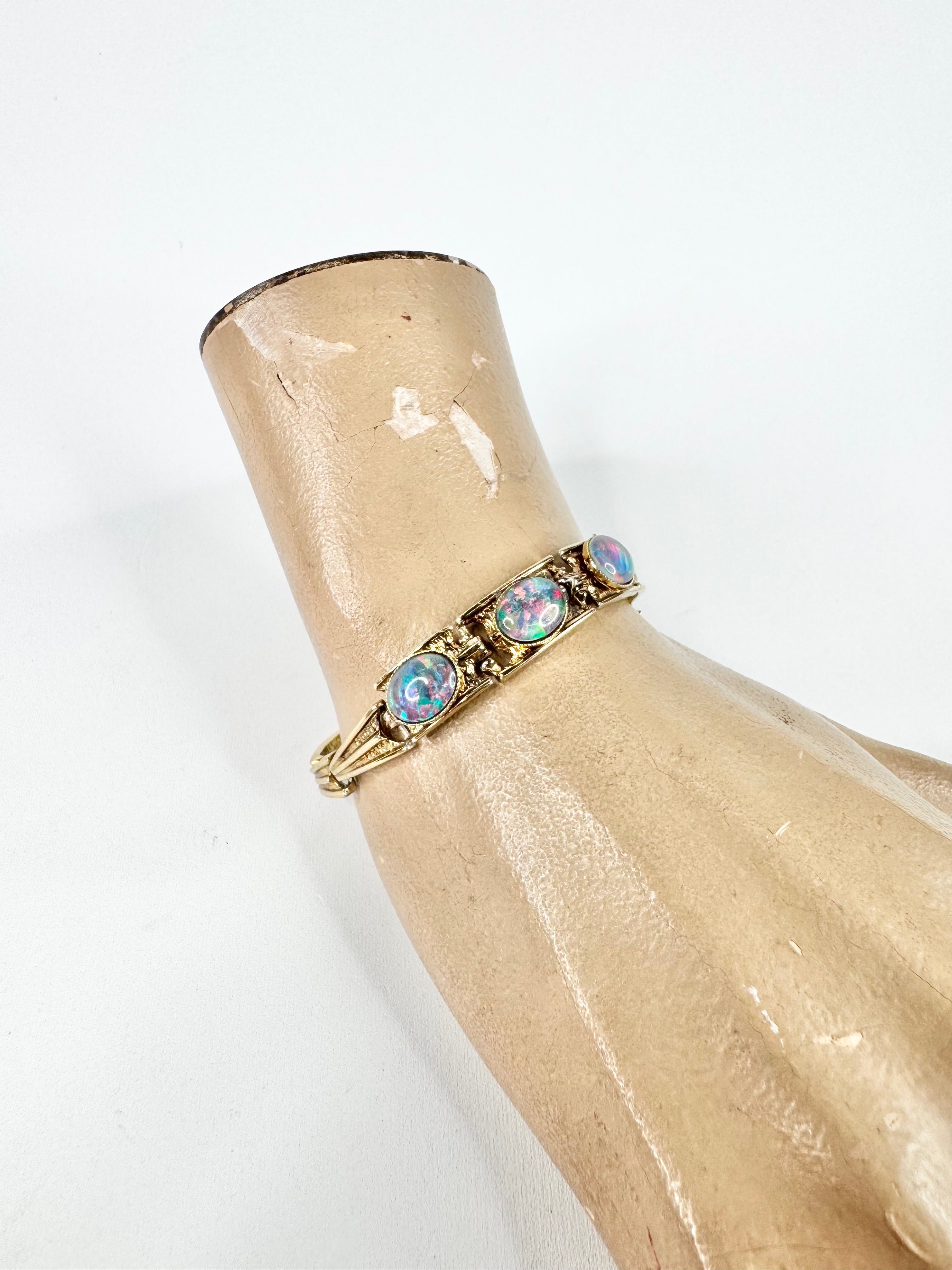 Vintage Gold Tone Costume Jewellery Faux Opal Bracelet