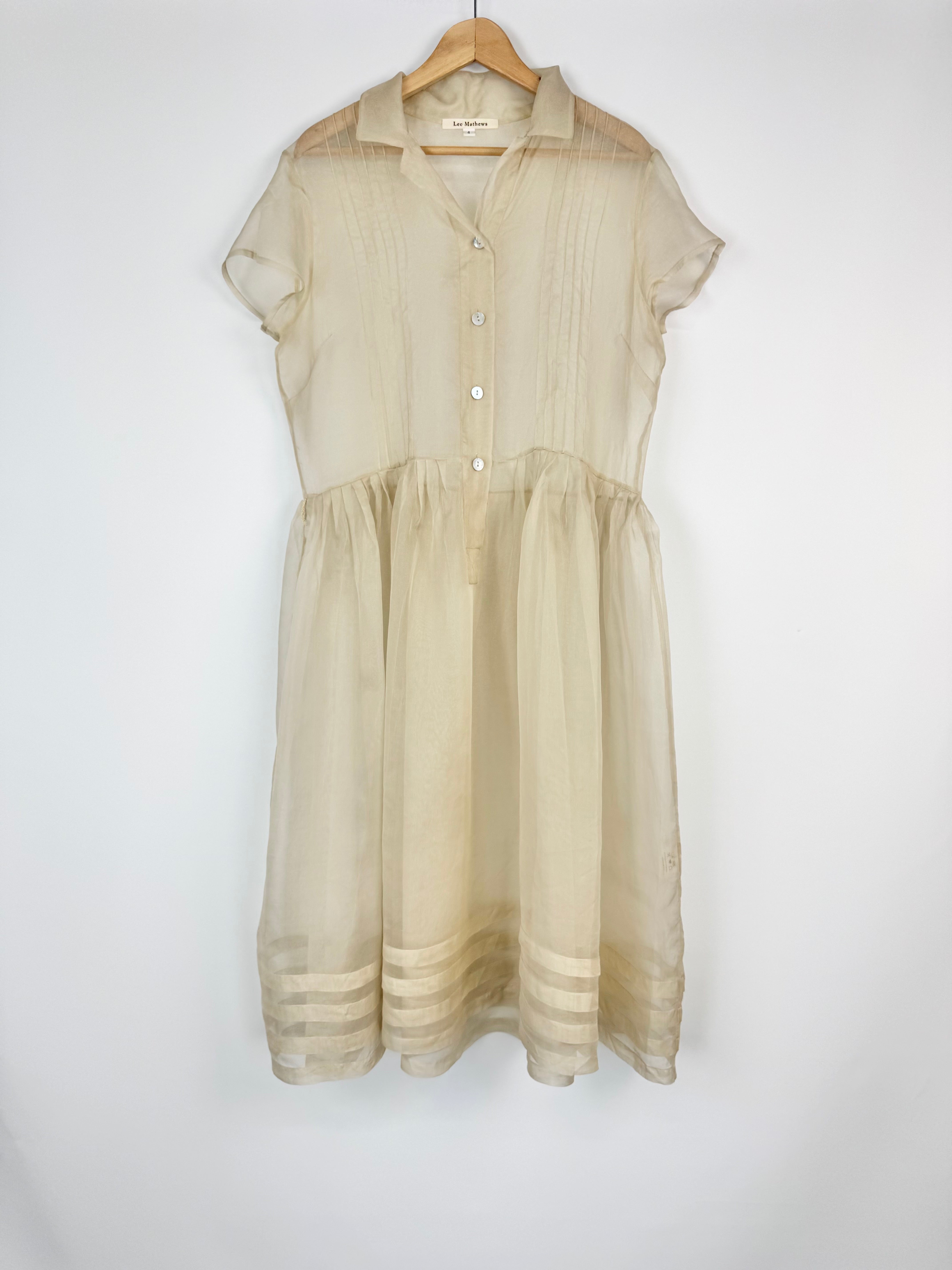 Lee Matthews Sheer Silk Organza Dress - AU12/14