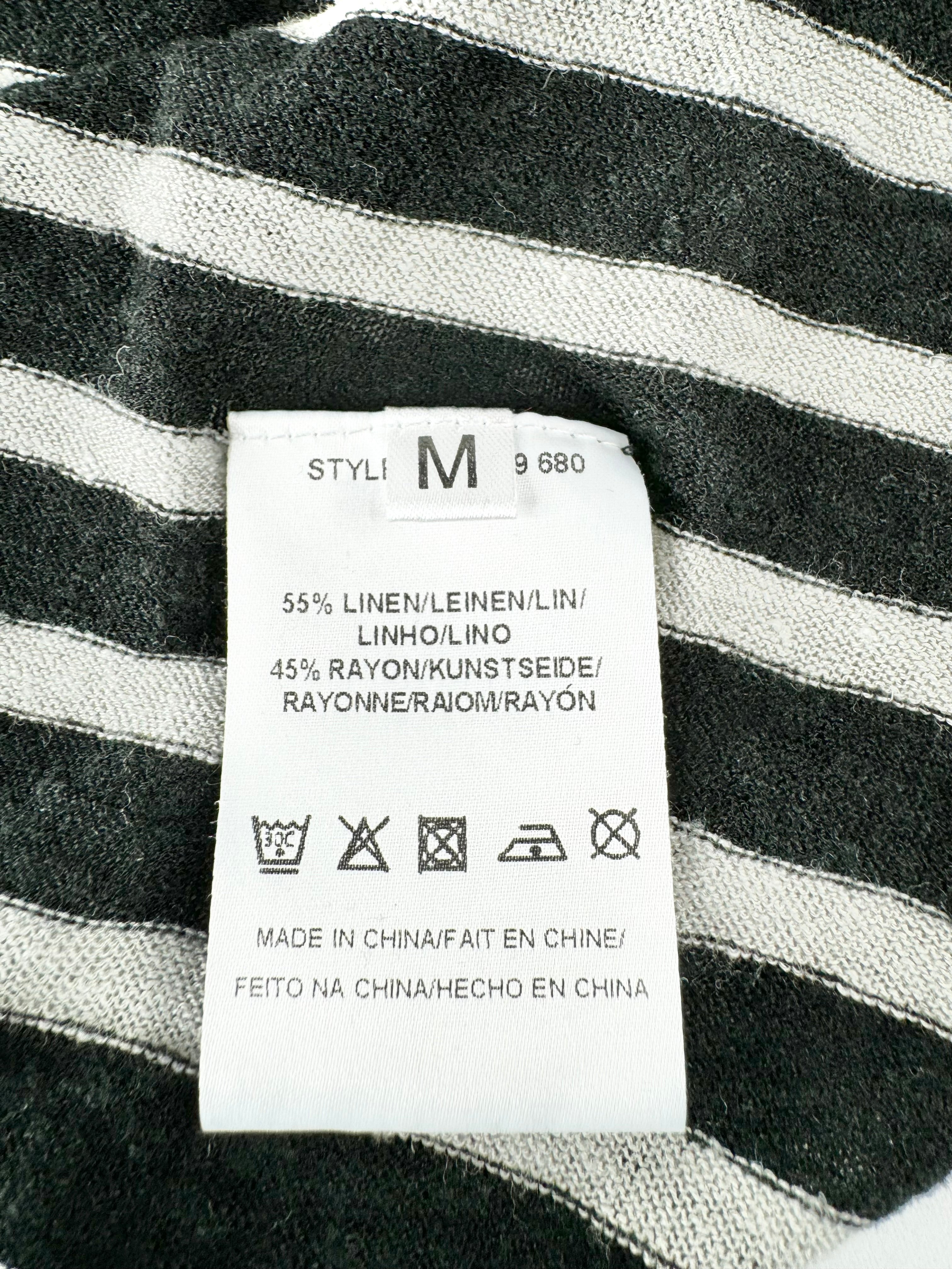 Day Birger et Mikkelsen Grey & Black Striped Linen Blend Waterfall Cardigan - AU10