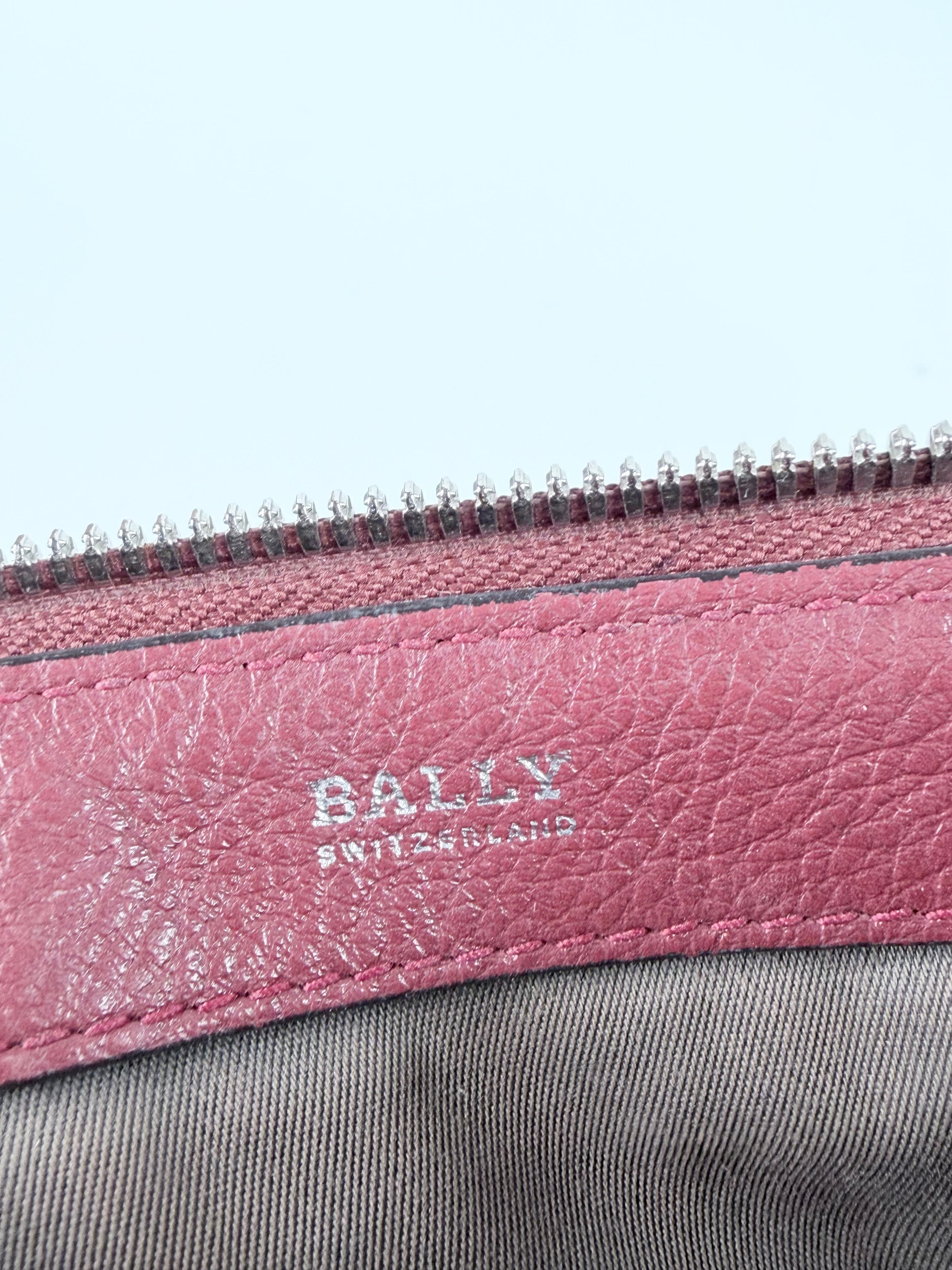 Bally Wine Grained Leather ‘Ballyssime’ Shoulder Bag