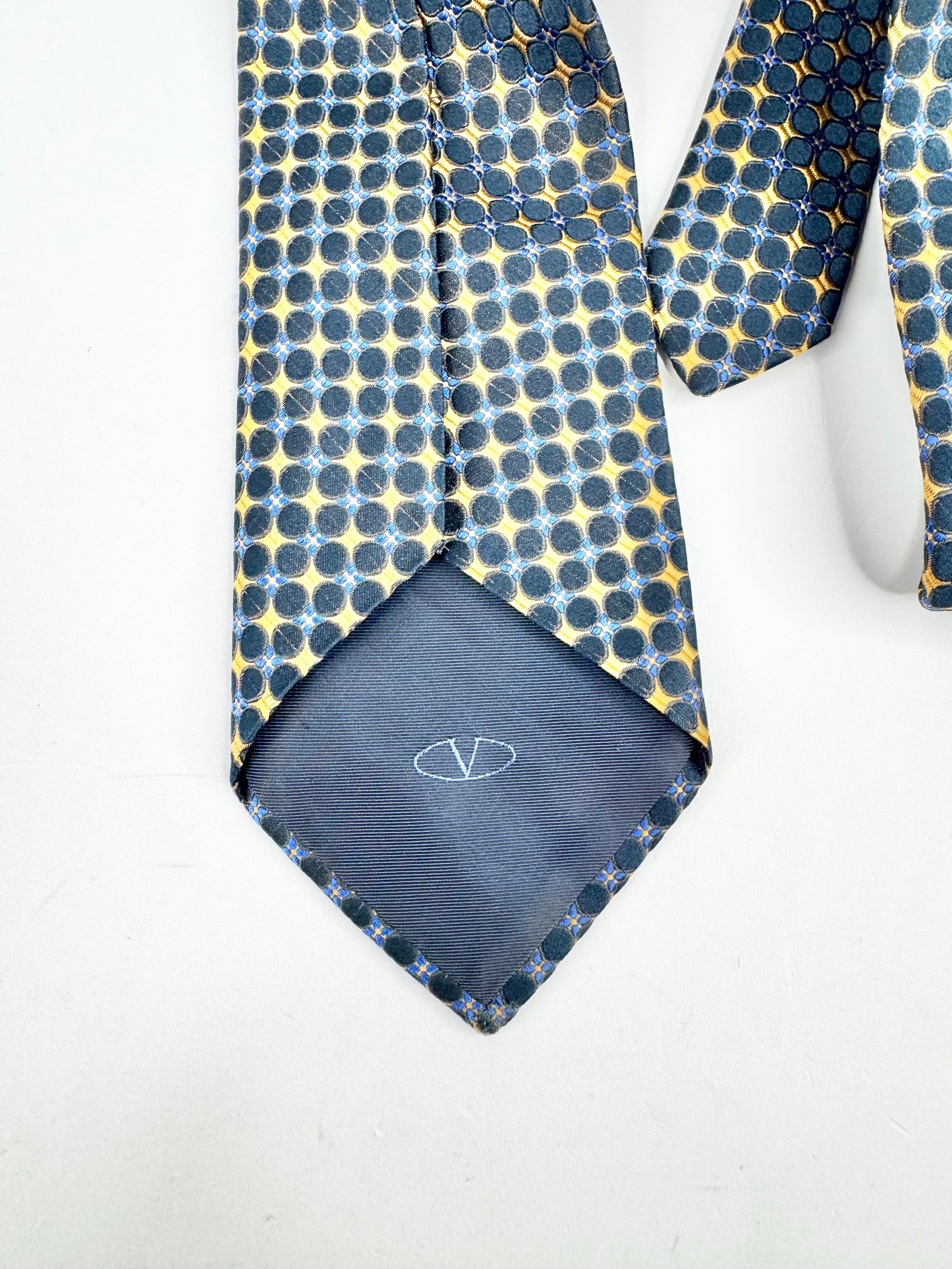 Valentino Blue, Navy & Gold Silk Tie