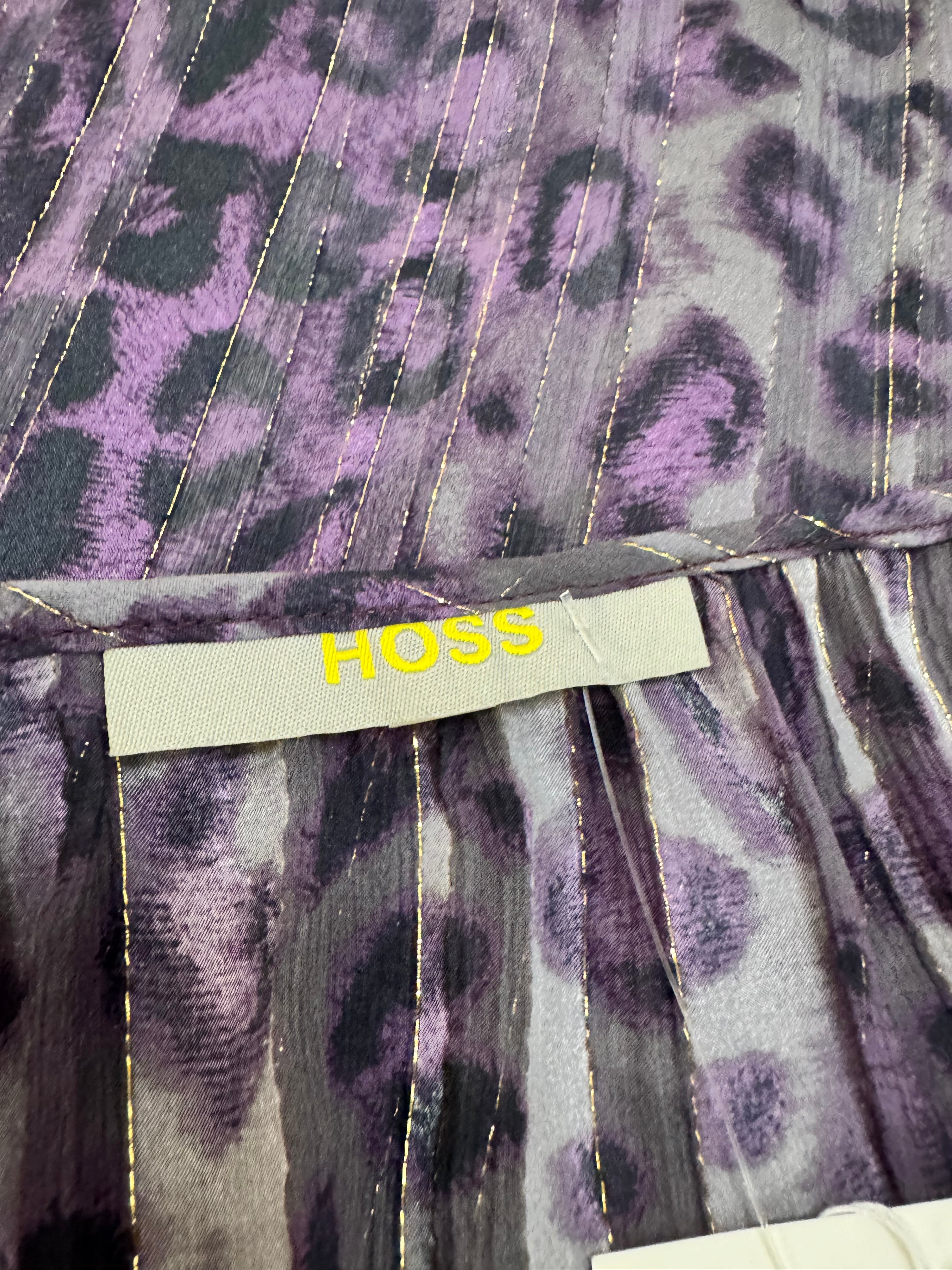 Hoss Purple Gold & Grey 'Animal Beauty' Silk Blouse NWT - AU10
