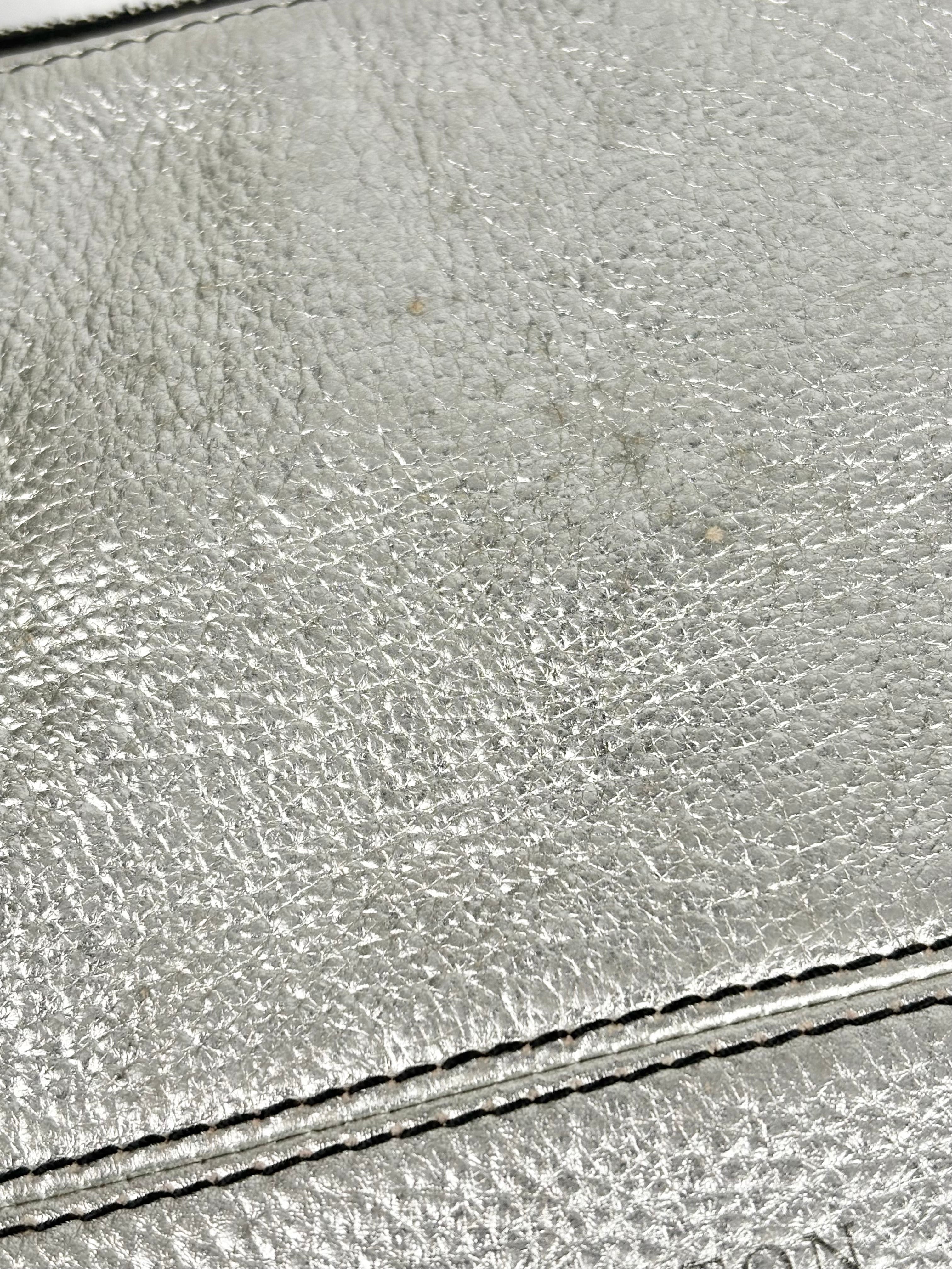 Oroton Metallic Silver Leather Clutch Bag