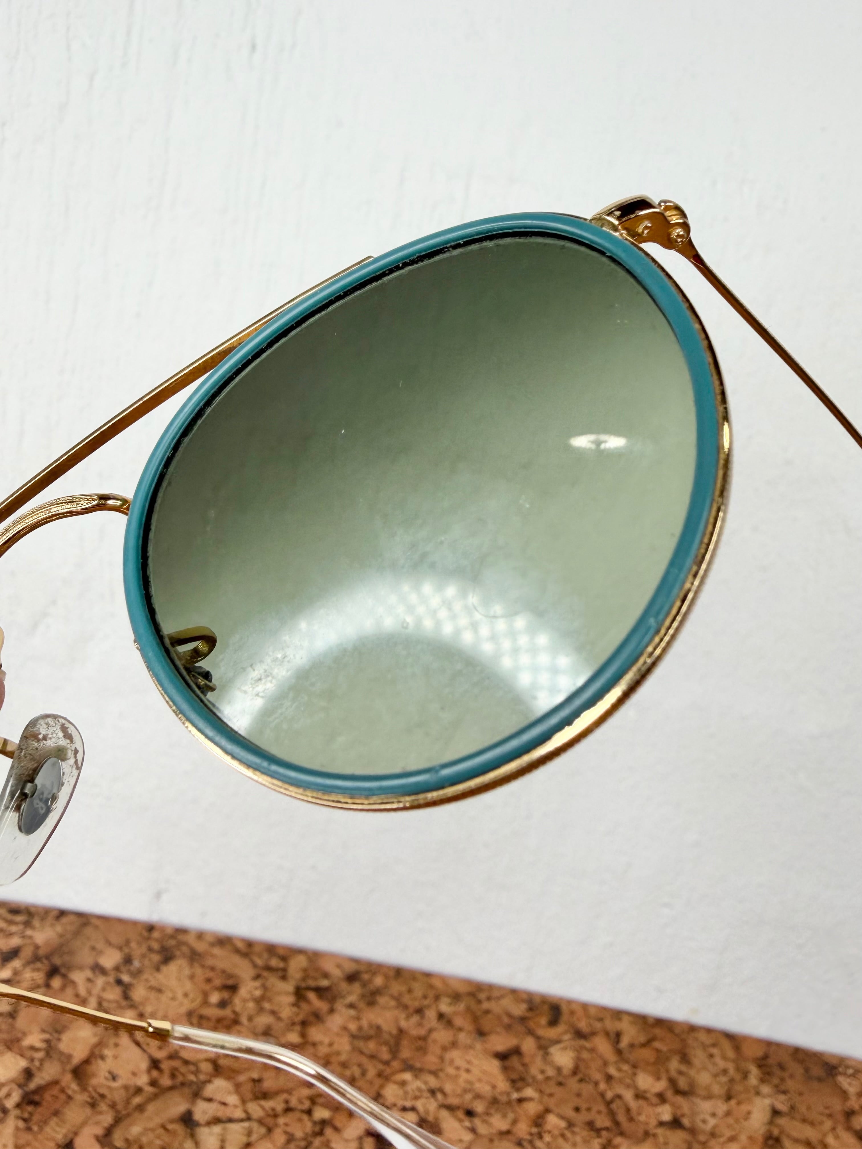 Ray-Ban Round Double Bridge Gold & Blue Sunglasses