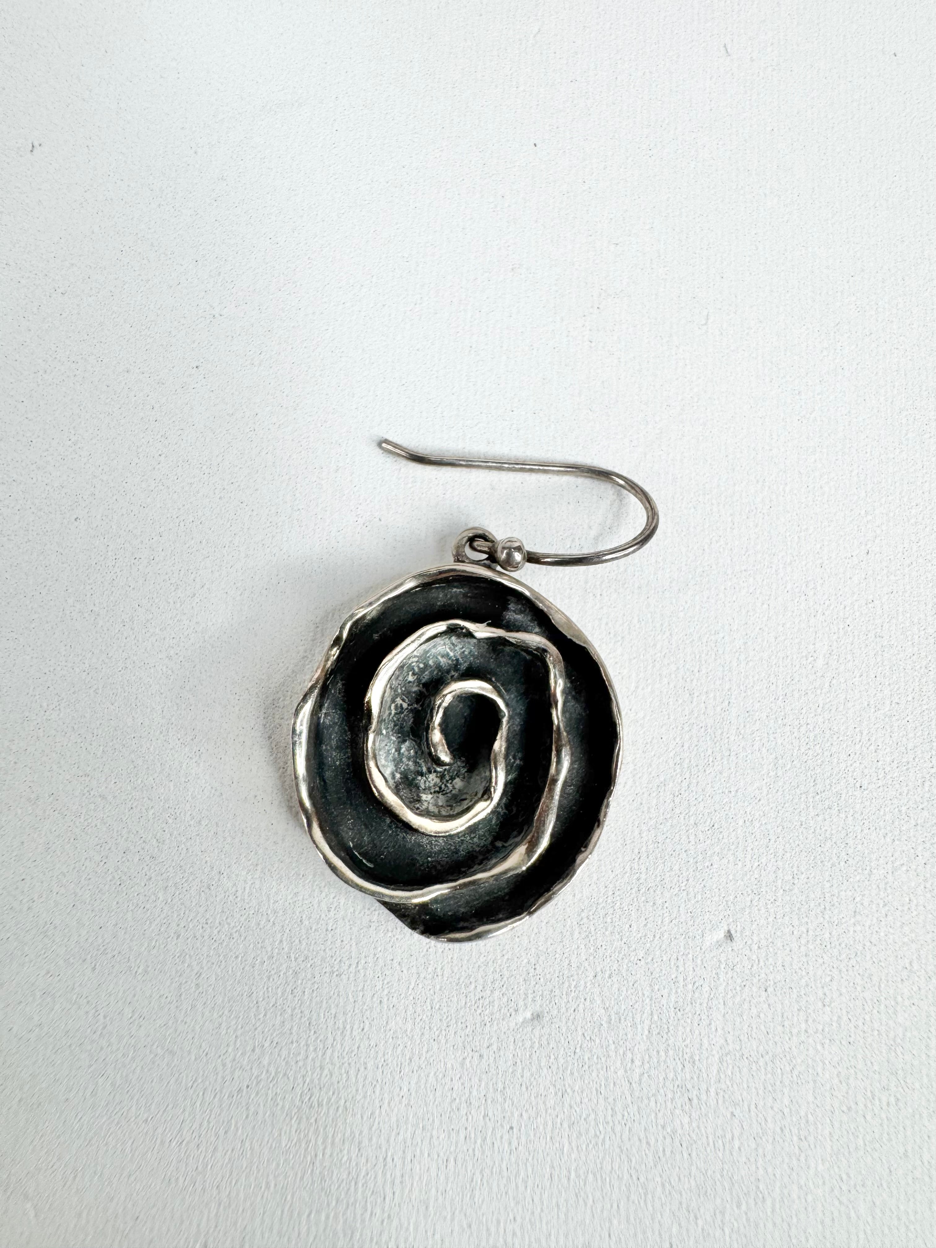 Vintage Silver Swirl Drop Earrings