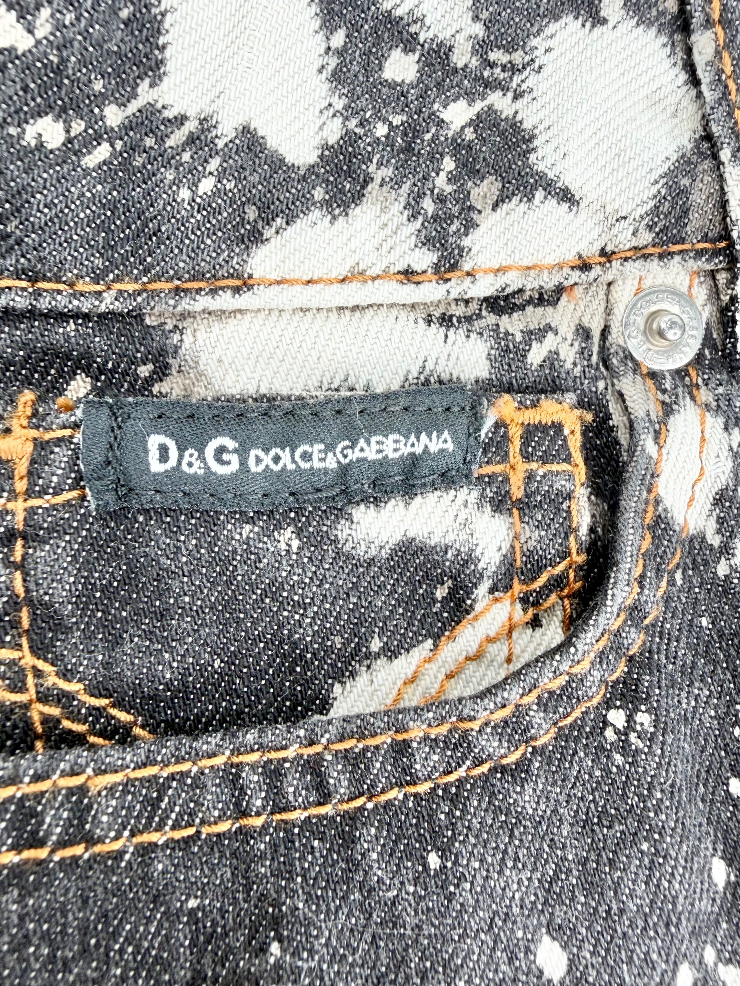 D&G Dark Blue Denim Paint Splattered Mini Skirt - AU10
