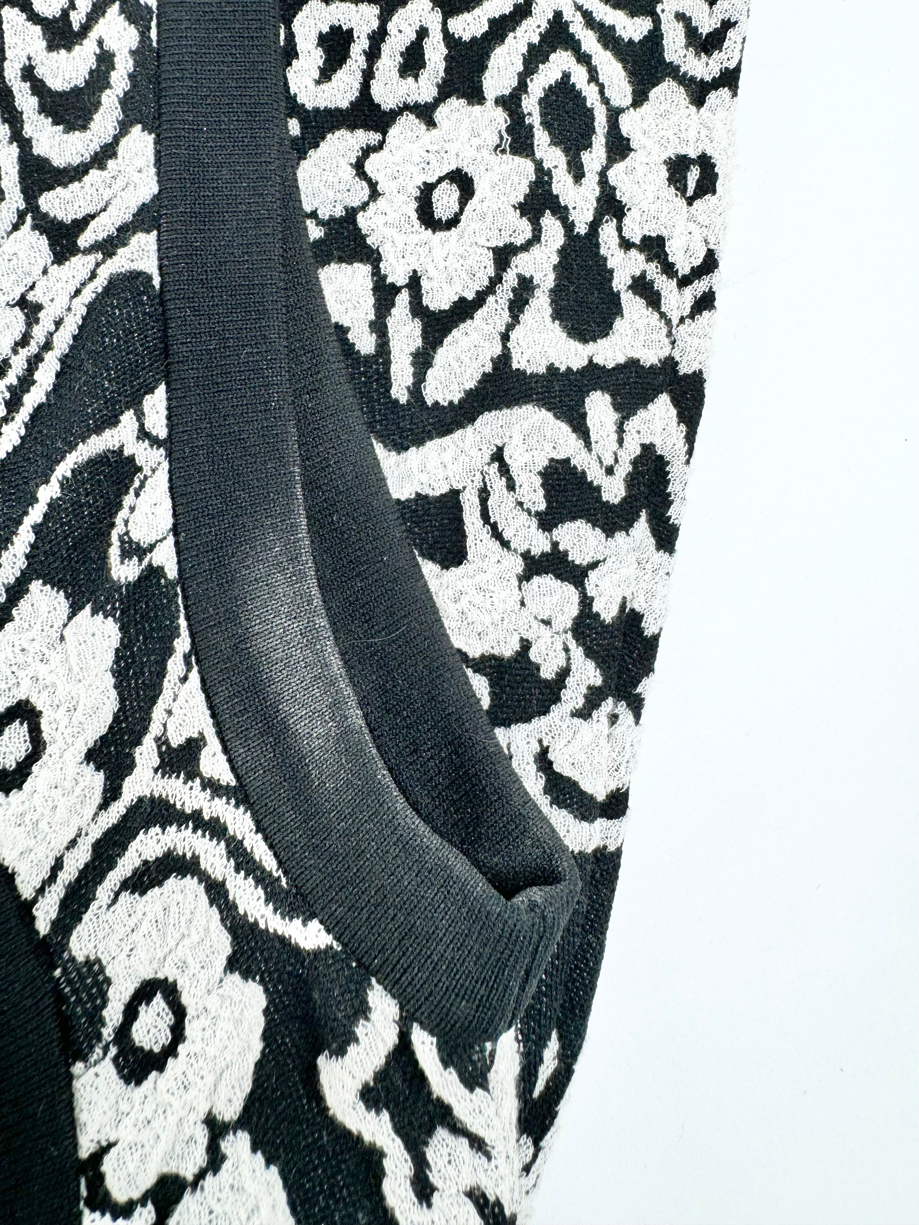M Missioni Black & White Brocade Pattern Midi Dress - AU8