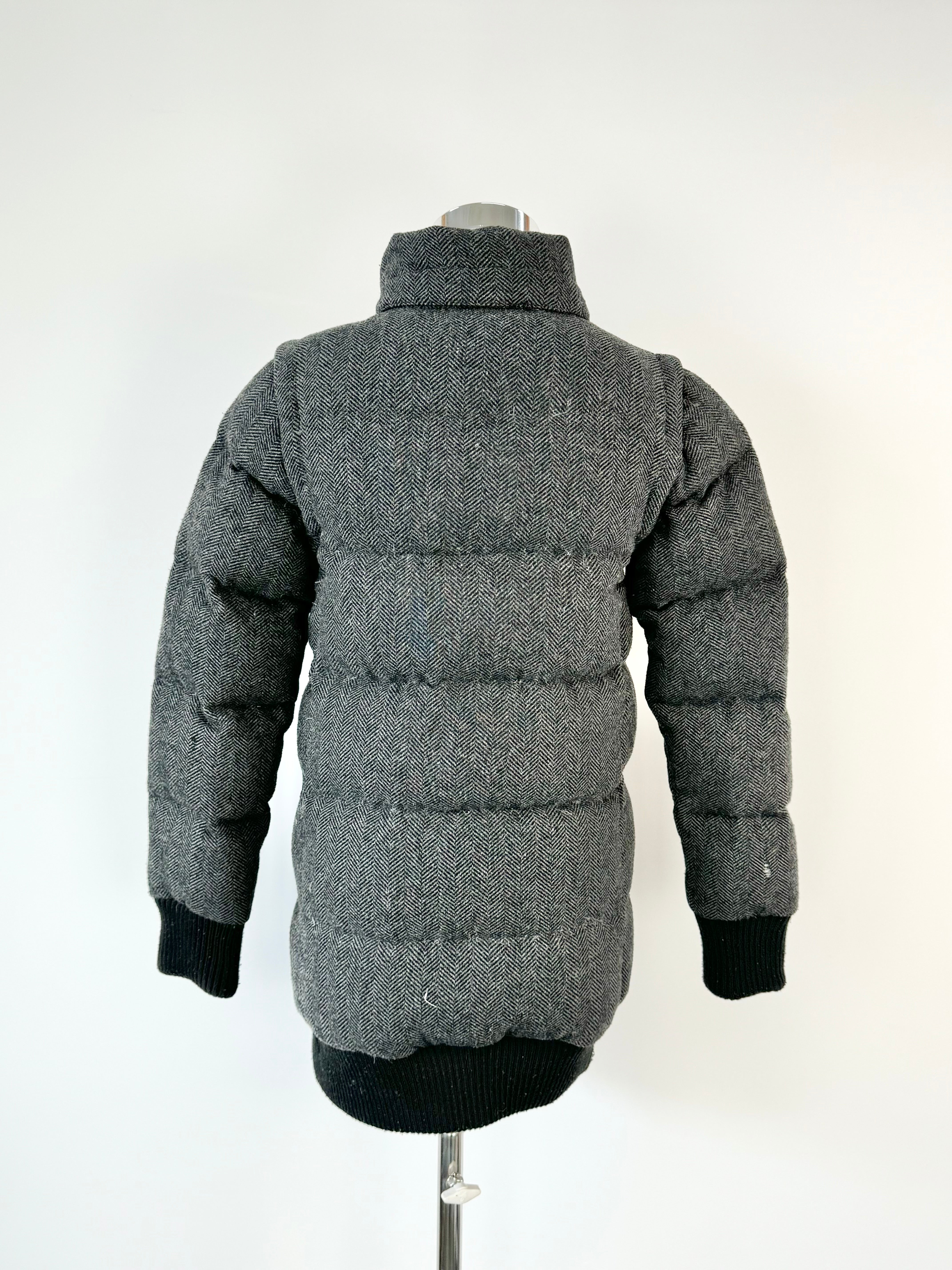 Izzuextreme Reversible Black & Herringbone Wool Blend Puffa Jacket - AU6/8
