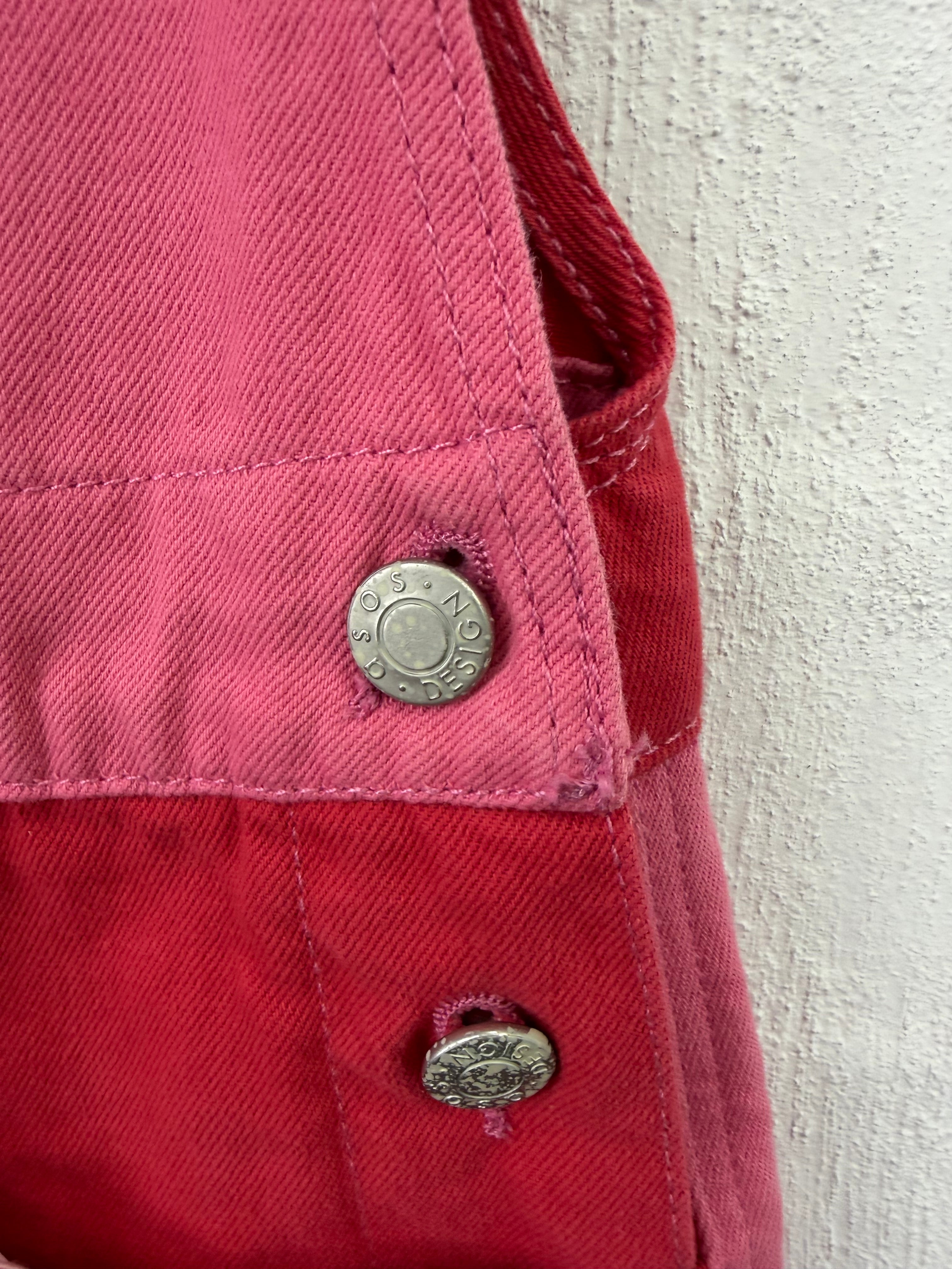ASOS Denim Pink & Red Short Denim Overalls - AU6