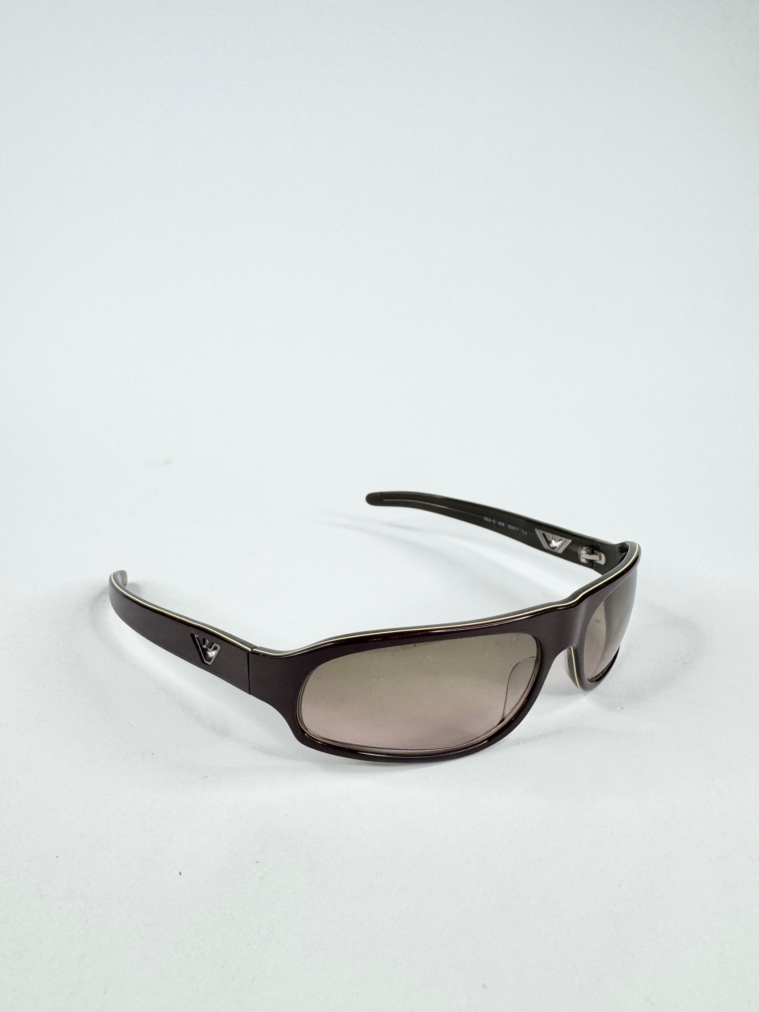 Emporio Armani Dark Burgundy Rectangular Sunglasses