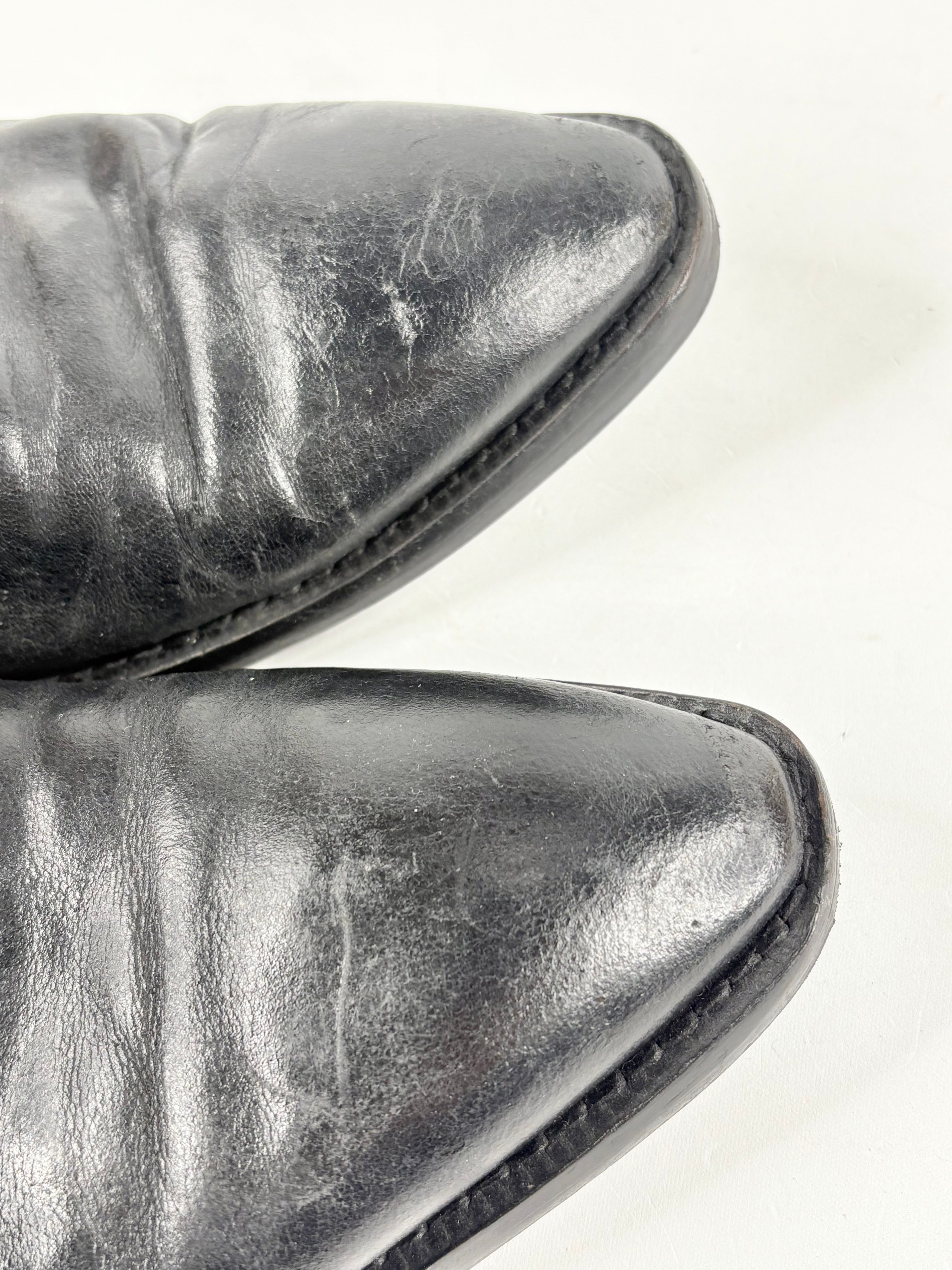 Italian Made Black Leather Lace-Up Derby Shoes - EU43