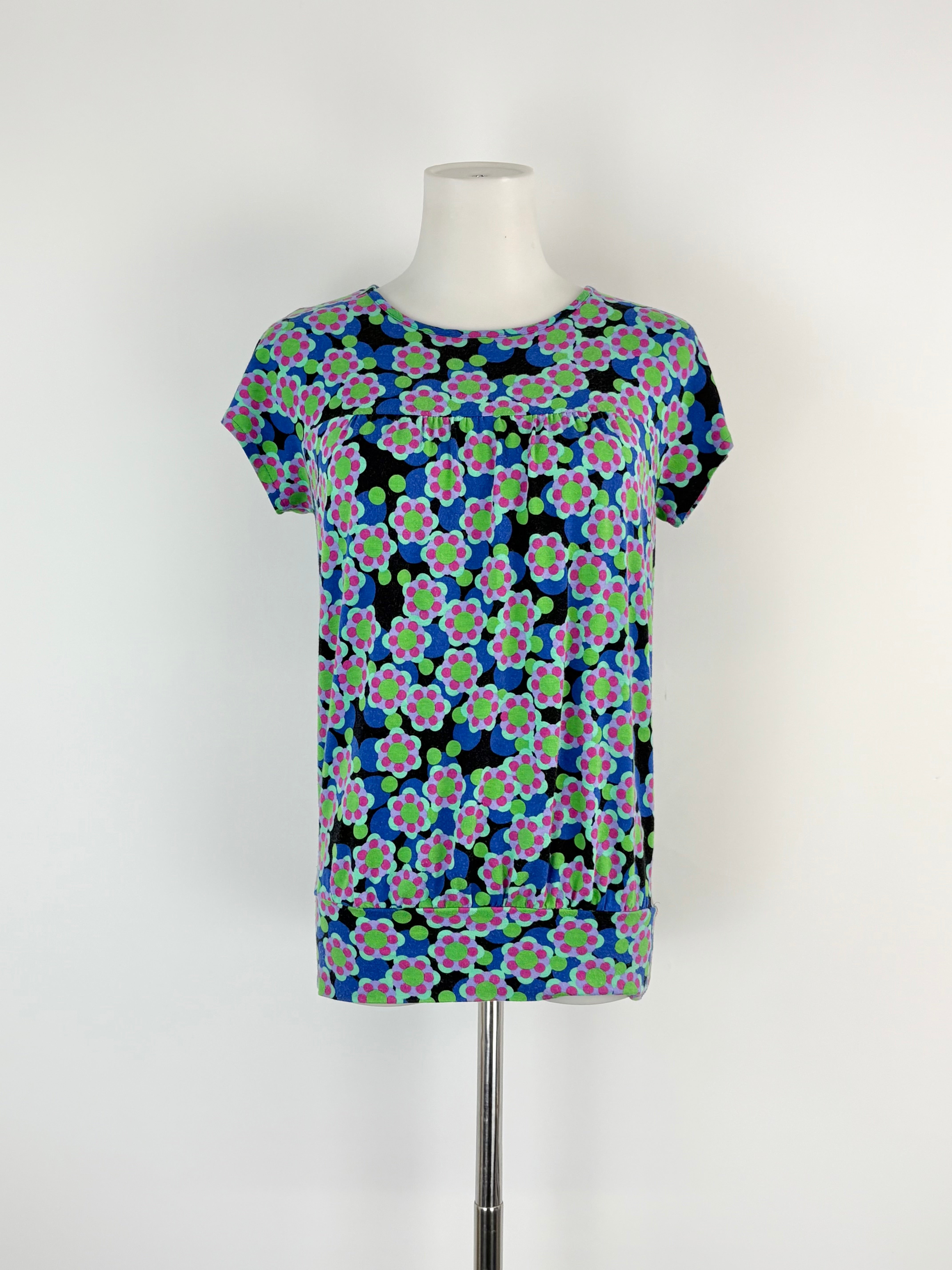 Agnès B. Blue & Turquoise Floral Short-Sleeve Top - AU8