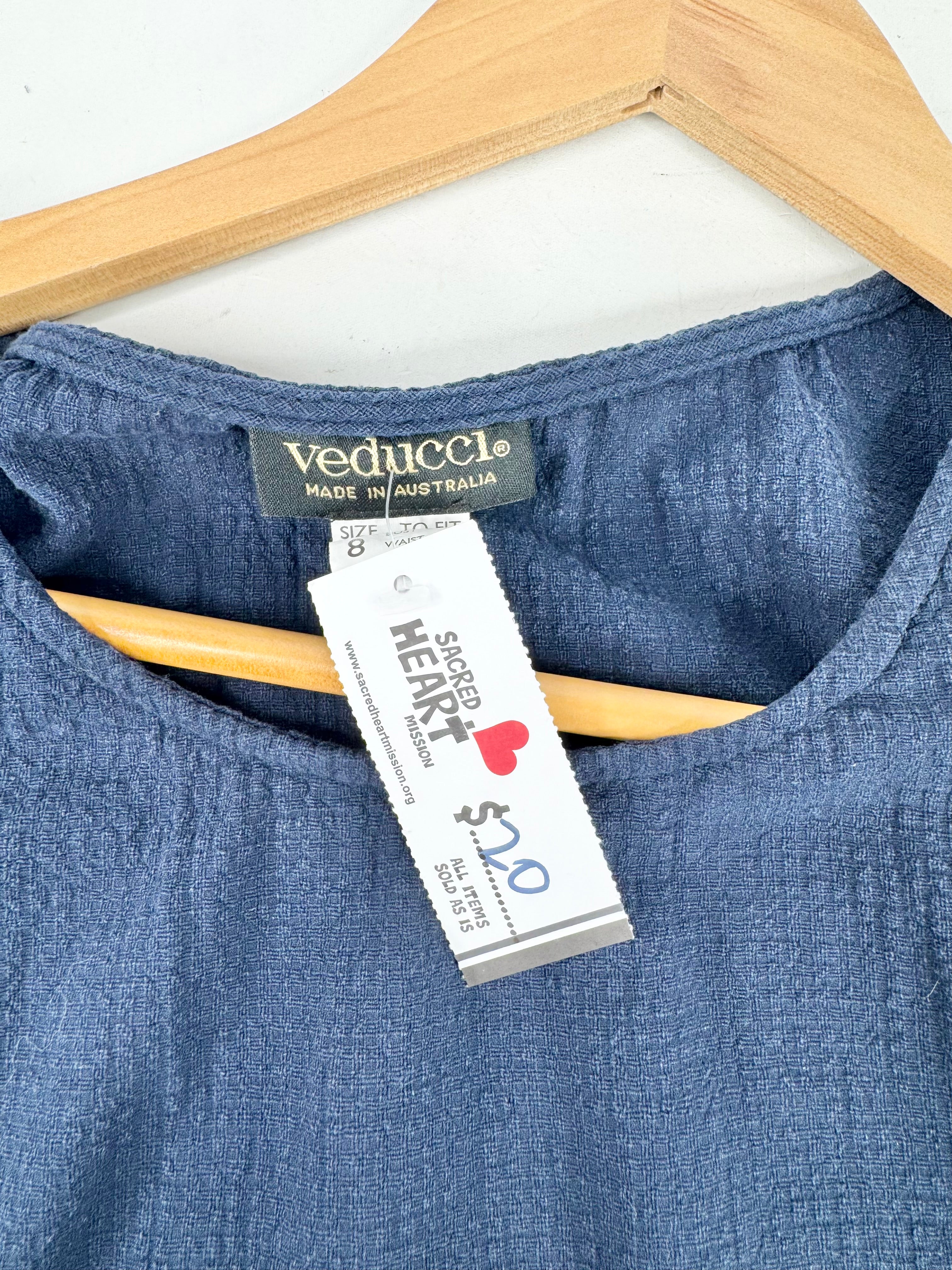 Veducci Navy Blue Sleeveless Long Dress - AU8