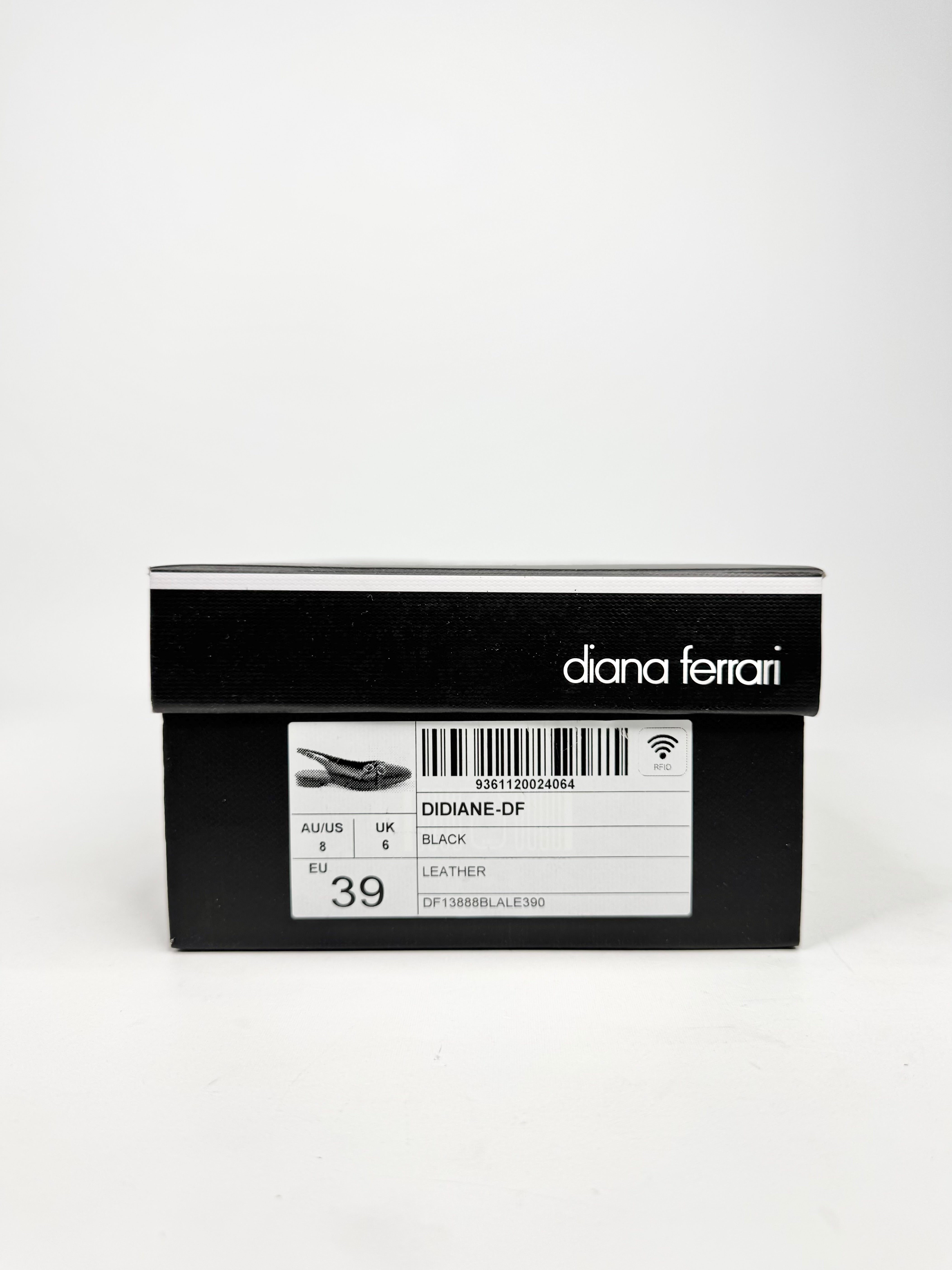 MFW Diana Ferrari Didiane Black Leather Flat Shoes - EU39