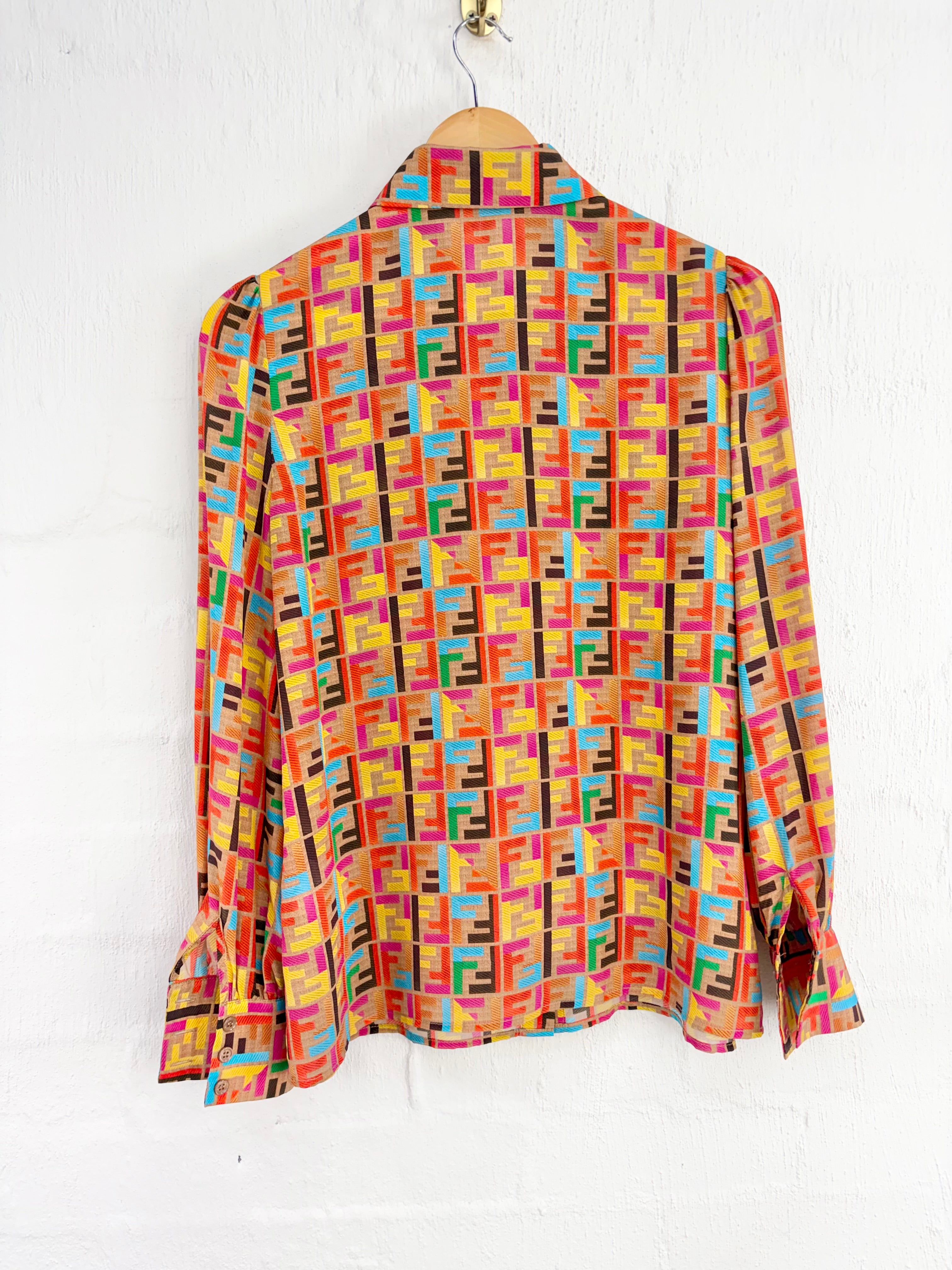 Fendi Multicolour Silk Monogramed Shirt - AU10/12