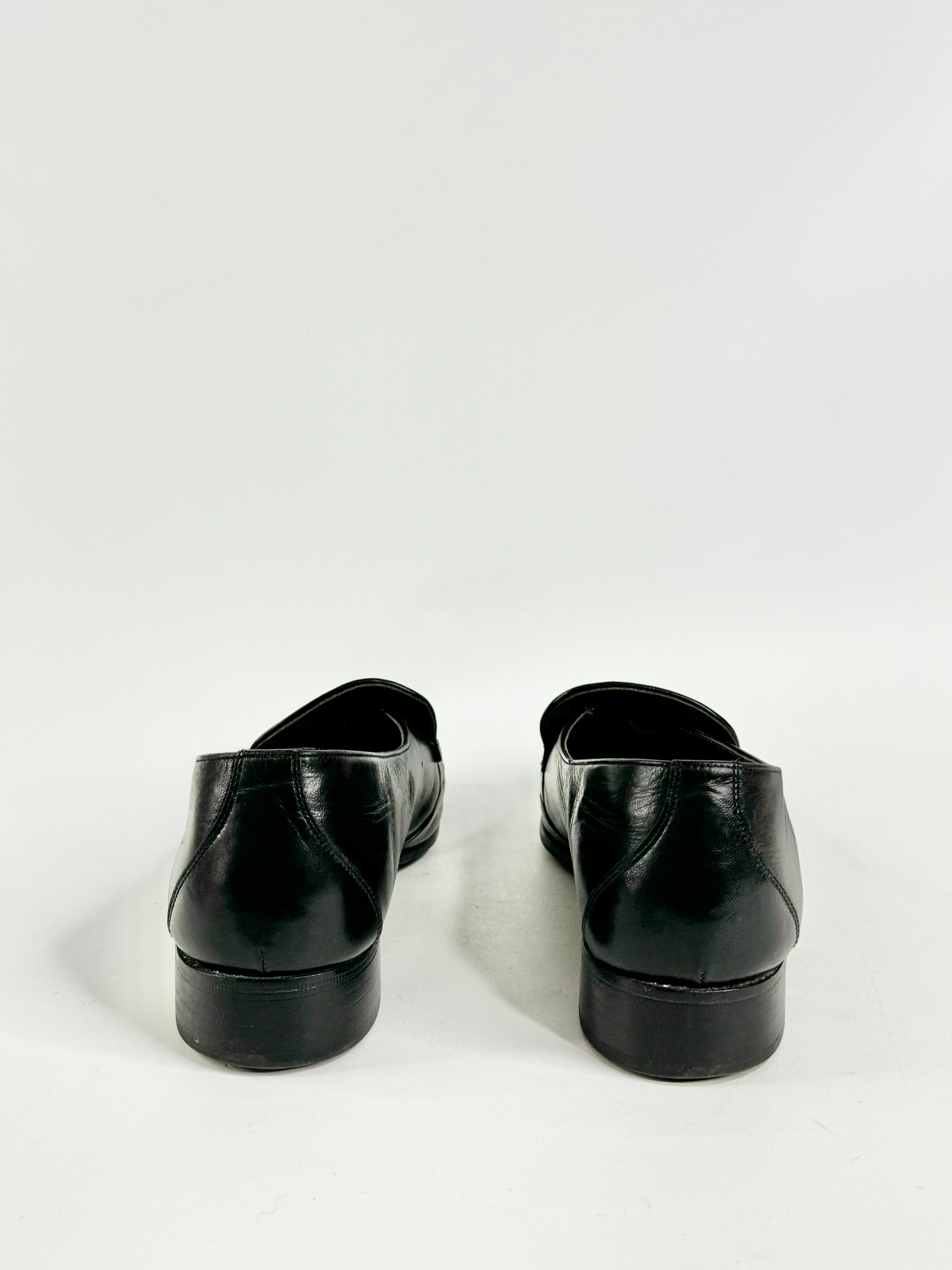 Vintage Bally Black Textured Loafers - EU42