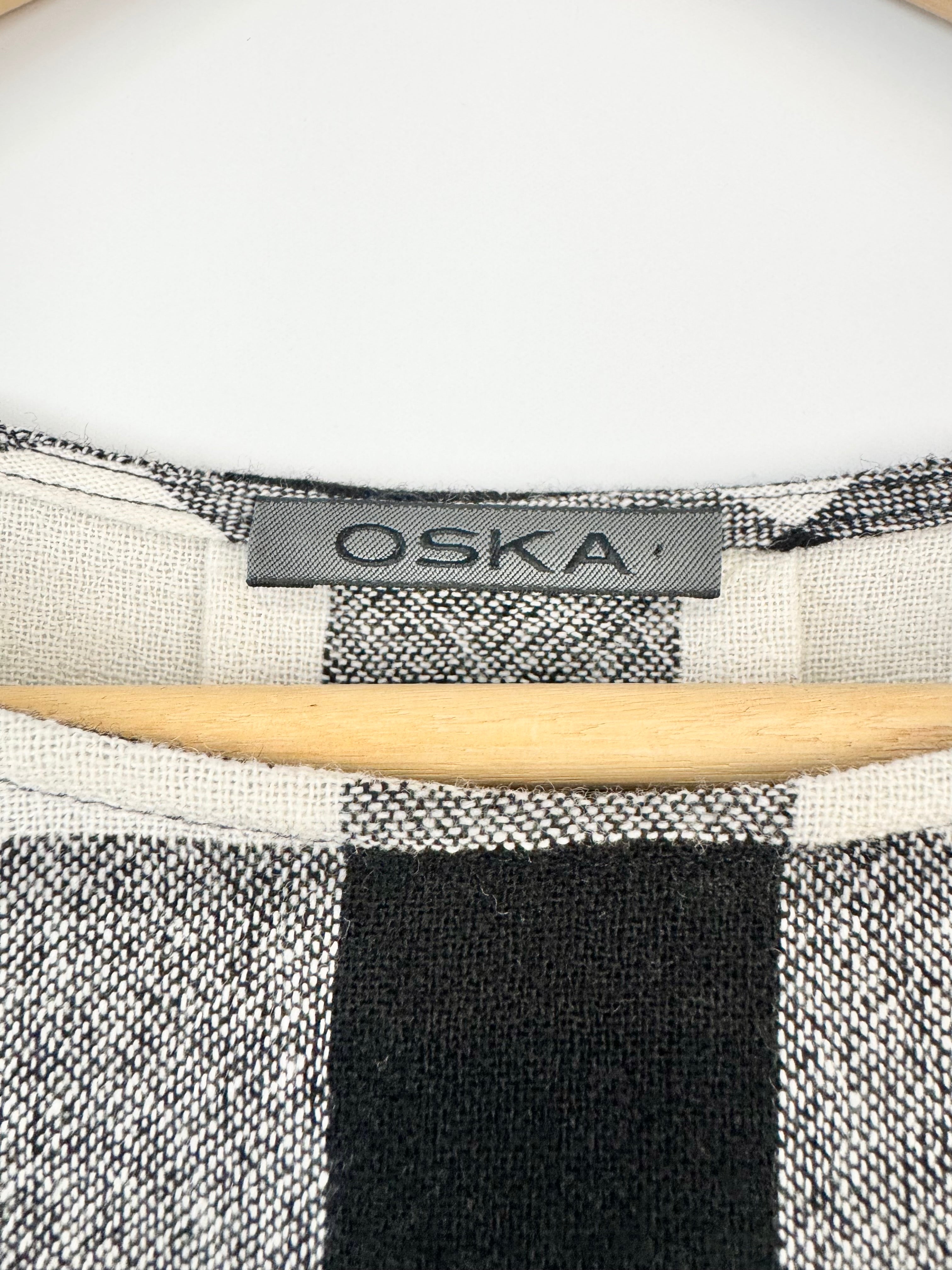 Oska Black & White XL Gingham Pattern Maxi Dress - AU12/14