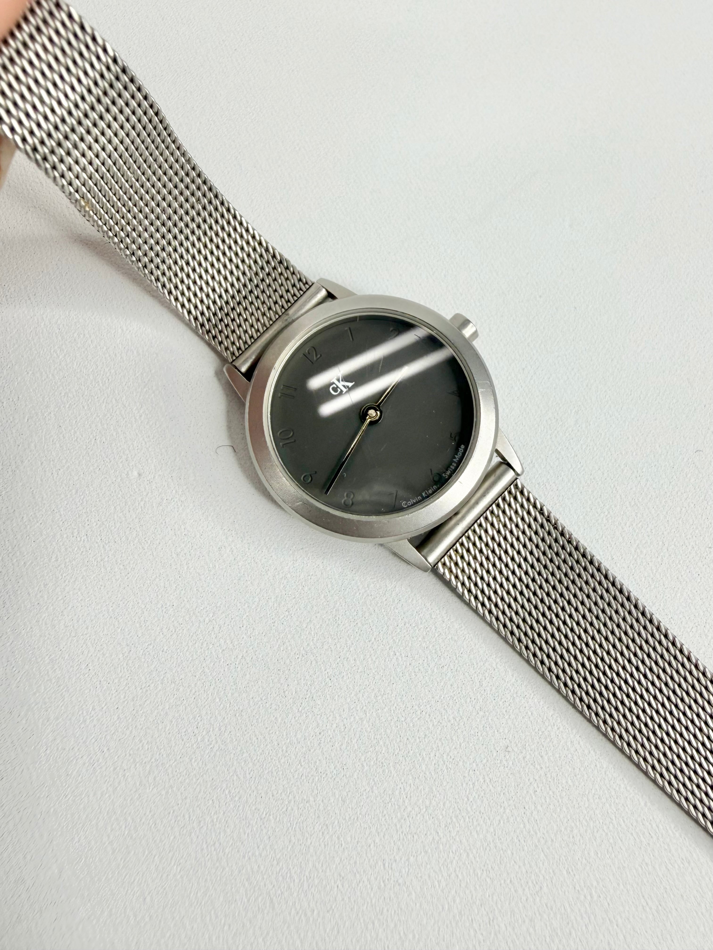 Vintage 90s Calvin Klein CK Swiss-Made Matte Grey Watch
