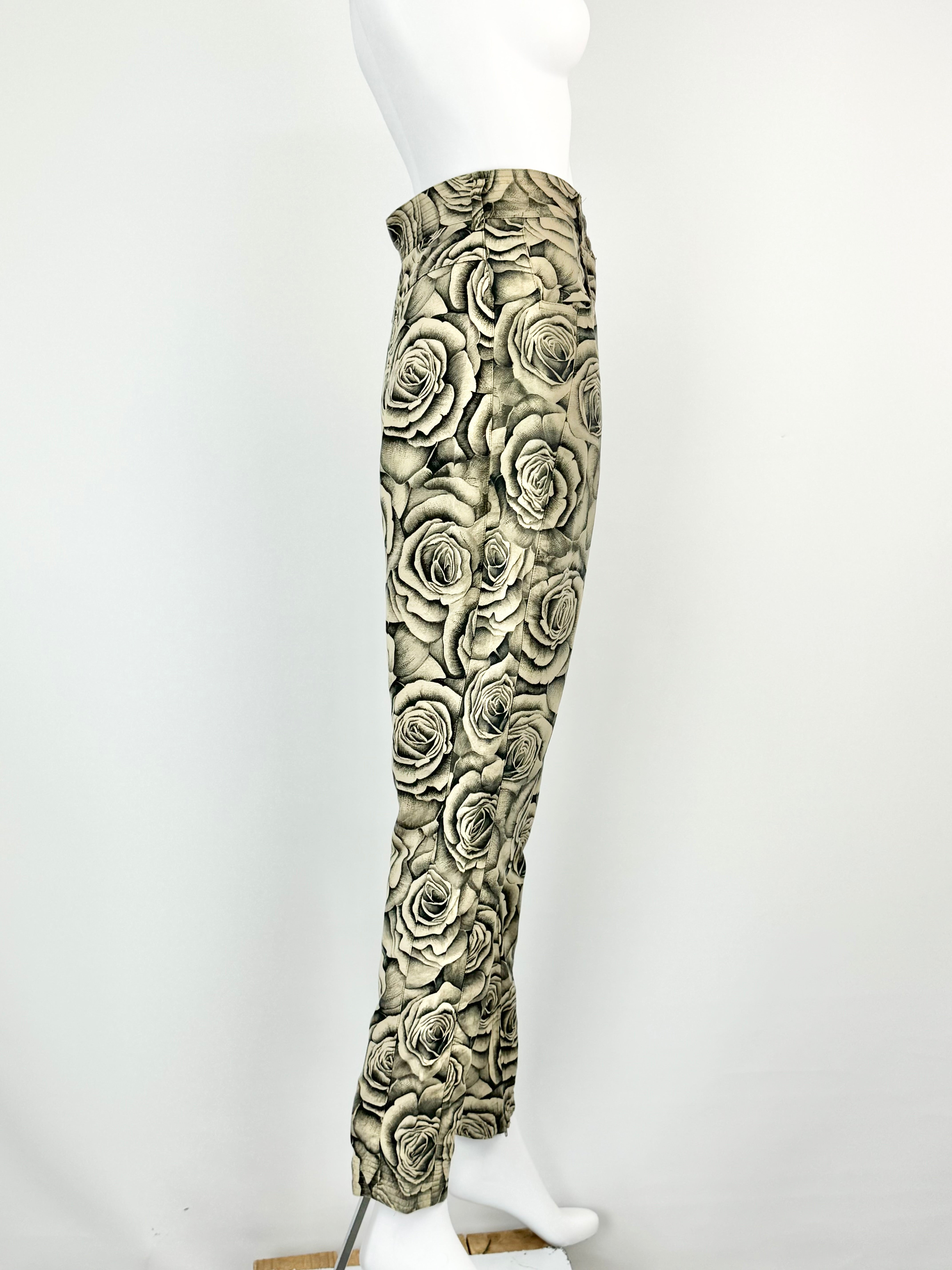 Vintage Gianni Versace Sepia Rose Patterned Slacks - AU6/8
