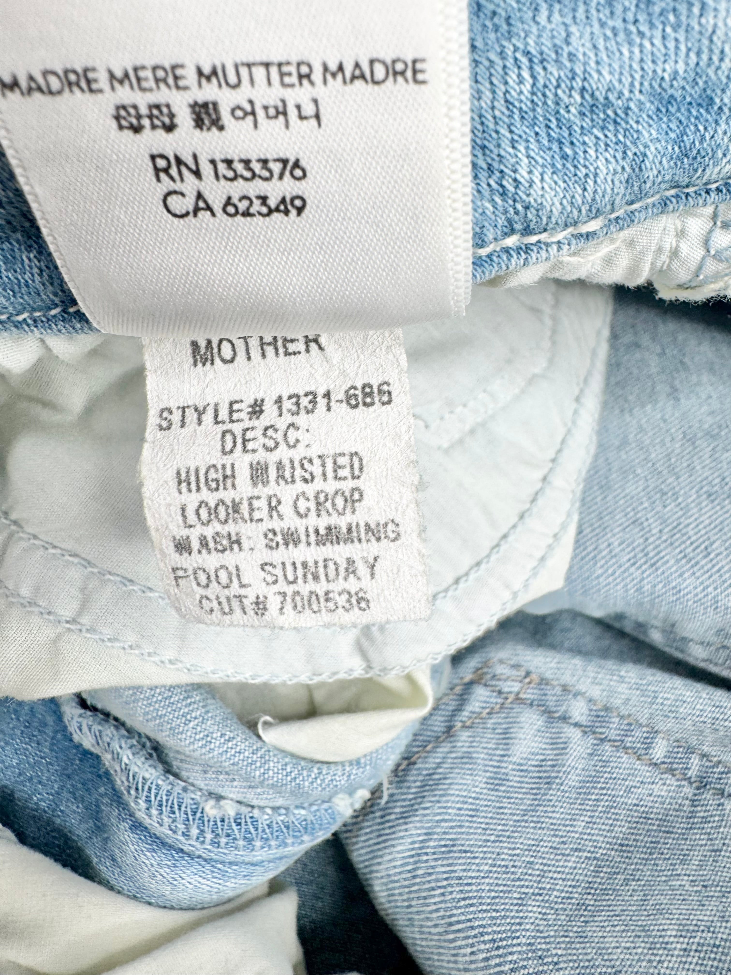 Mother Light Blue 'Looker Sunday Wash' High Waisted Jeans NWT - Size 32